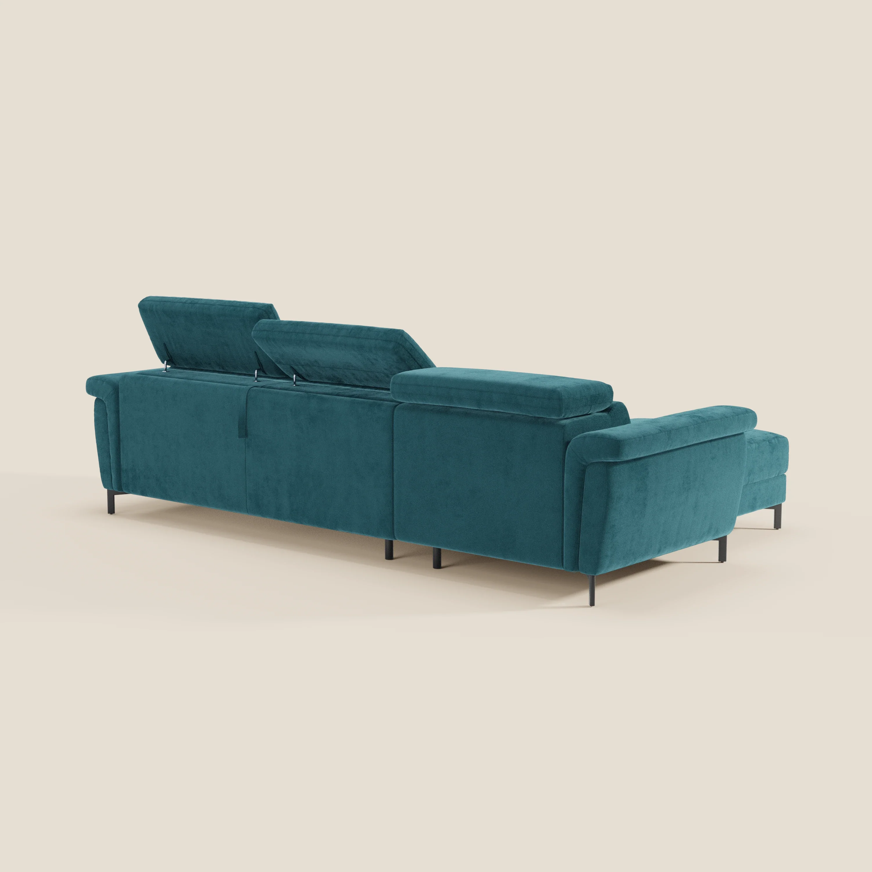 Capri canapé convertible avec méridienne coffre et têtières réglables - Tissu Effet Velours Détachable T30 - Image 13