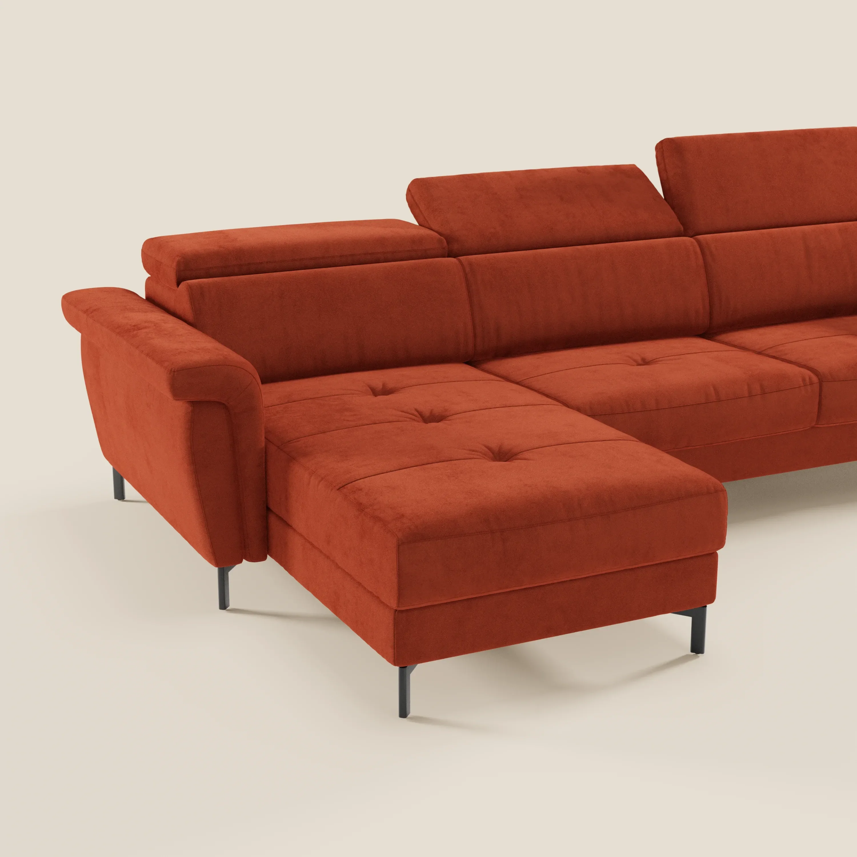 Capri canapé convertible avec méridienne coffre et têtières réglables - Tissu Effet Velours Détachable T30 - Image 137