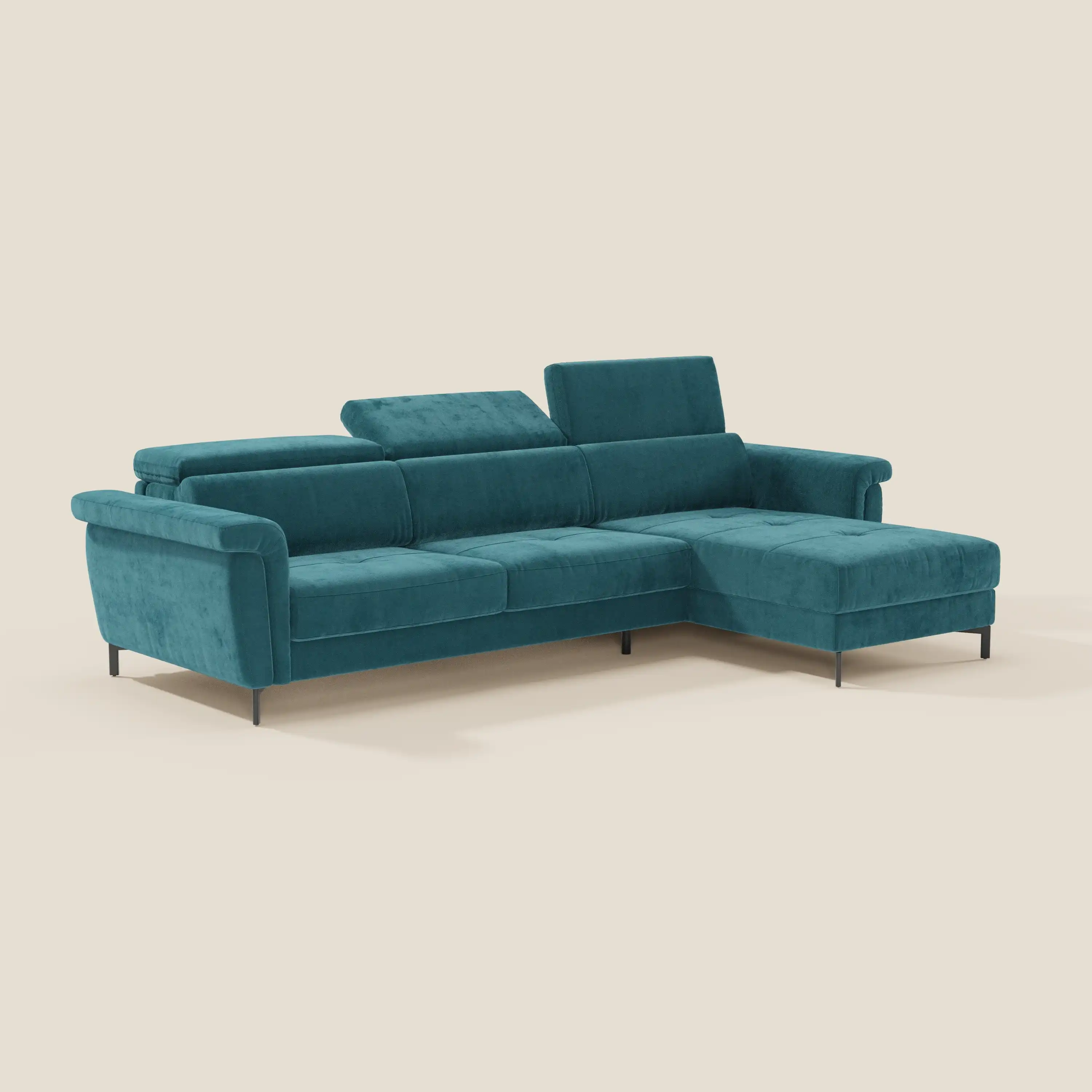 Capri canapé convertible avec méridienne coffre et têtières réglables - Tissu Effet Velours Détachable T30 - Image 15