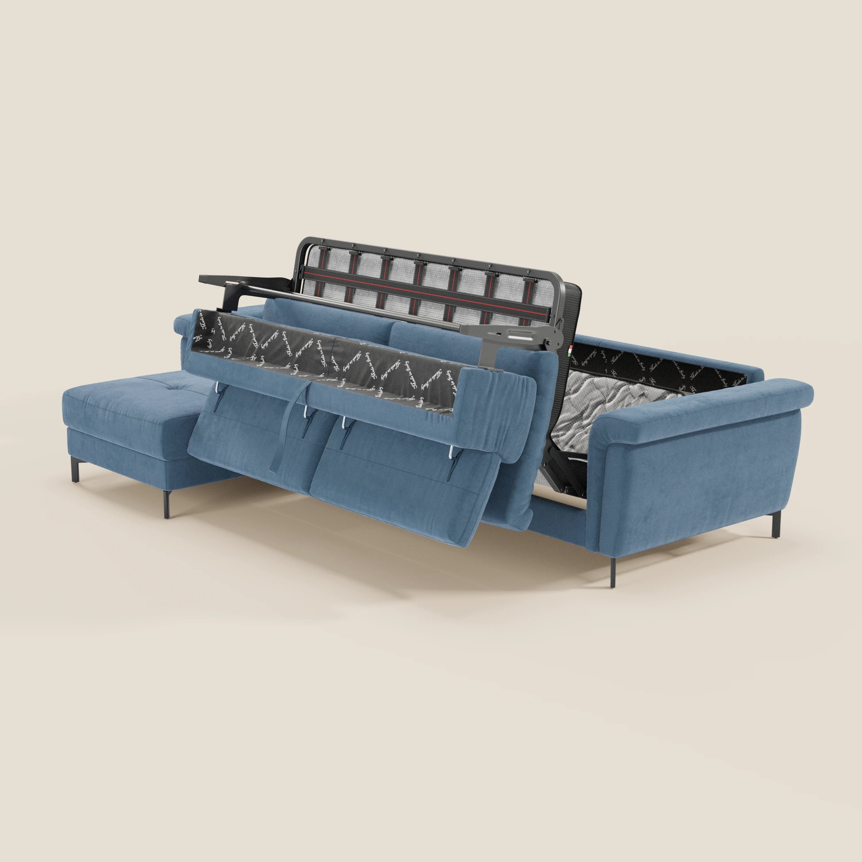 Capri canapé convertible avec méridienne coffre et têtières réglables - Tissu Effet Velours Détachable T30 - Image 151