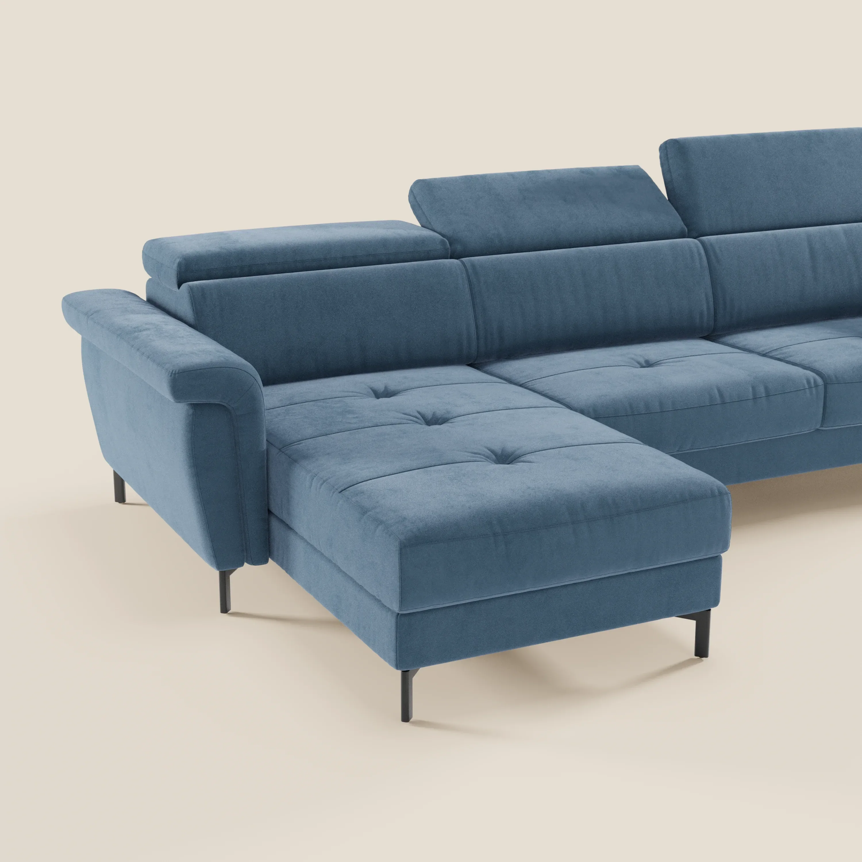 Capri canapé convertible avec méridienne coffre et têtières réglables - Tissu Effet Velours Détachable T30 - Image 152