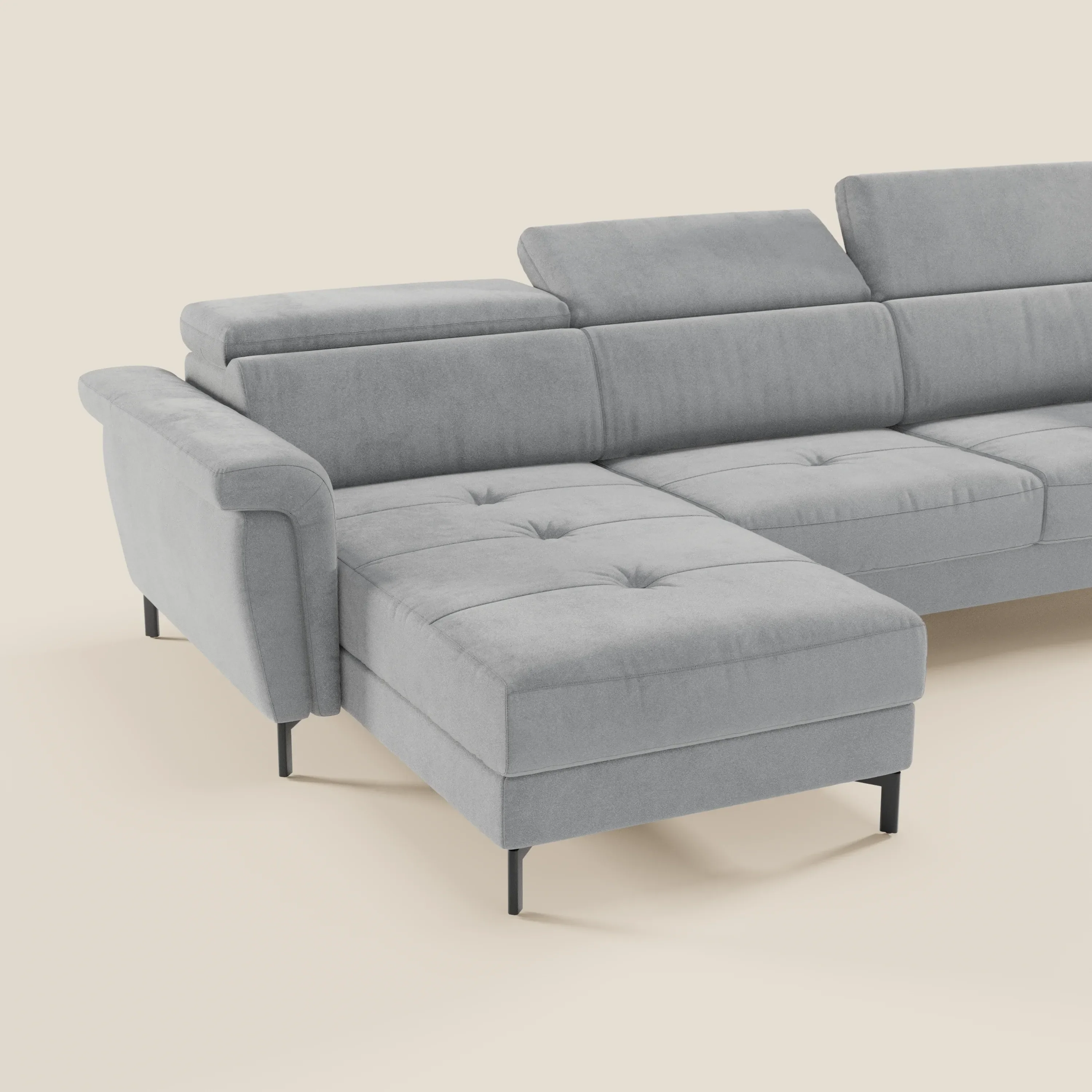 Capri canapé convertible avec méridienne coffre et têtières réglables - Tissu Effet Velours Détachable T30 - Image 167