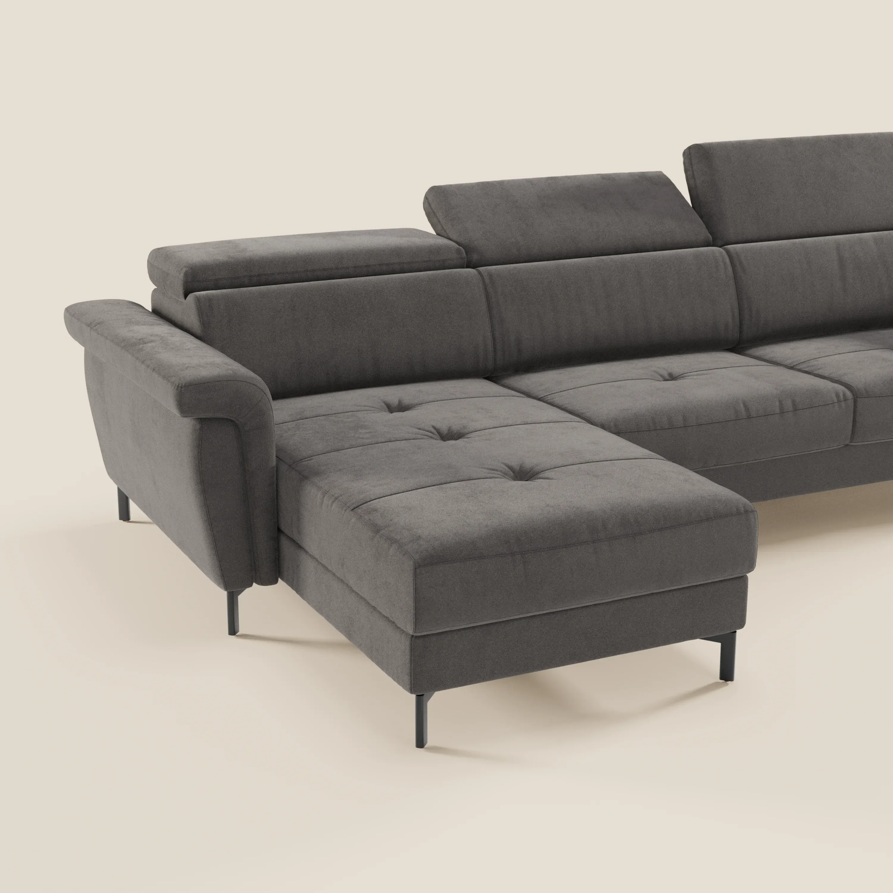 Capri canapé convertible avec méridienne coffre et têtières réglables - Tissu Effet Velours Détachable T30 - Image 181