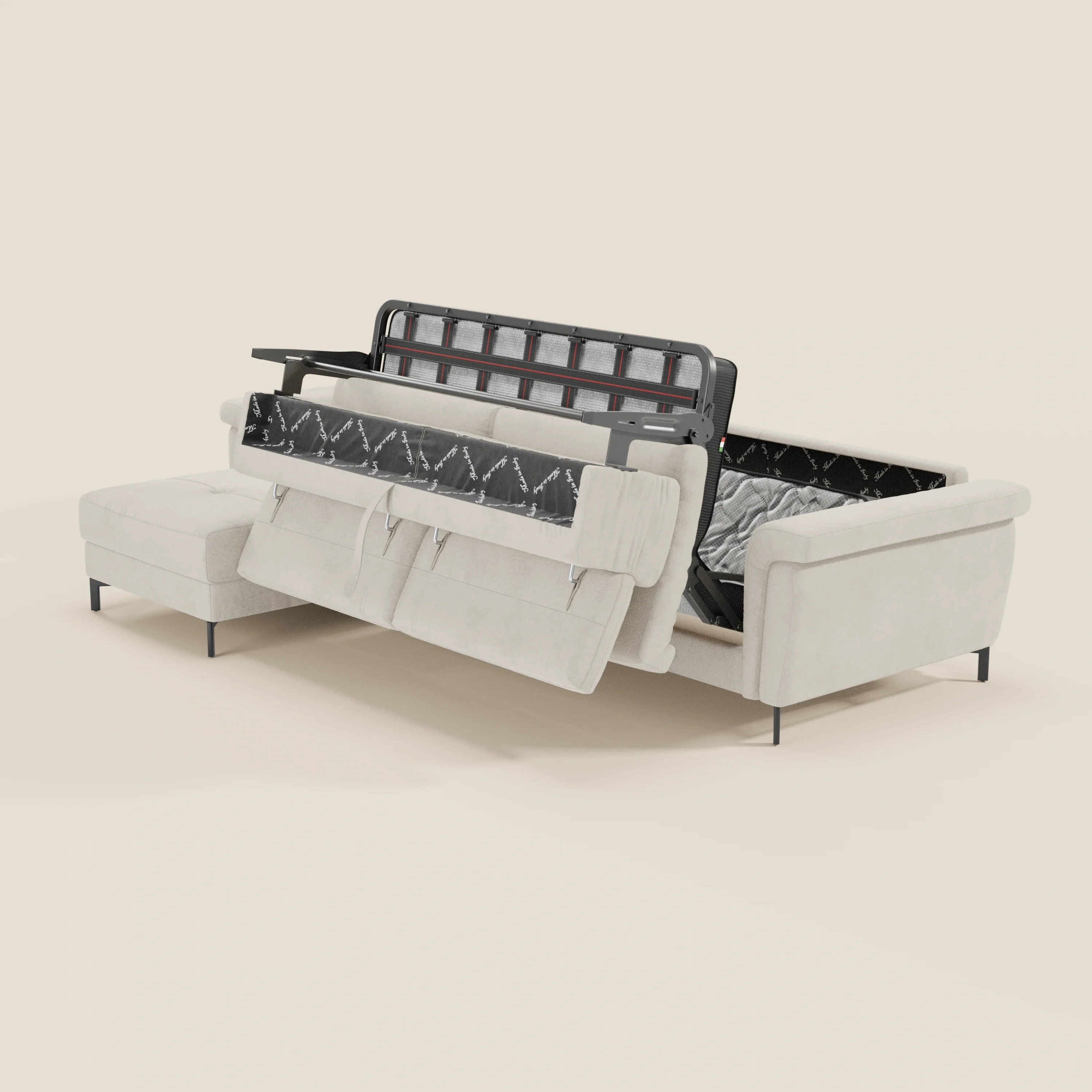 Capri canapé convertible avec méridienne coffre et têtières réglables - Tissu Effet Velours Détachable T30 - Image 22