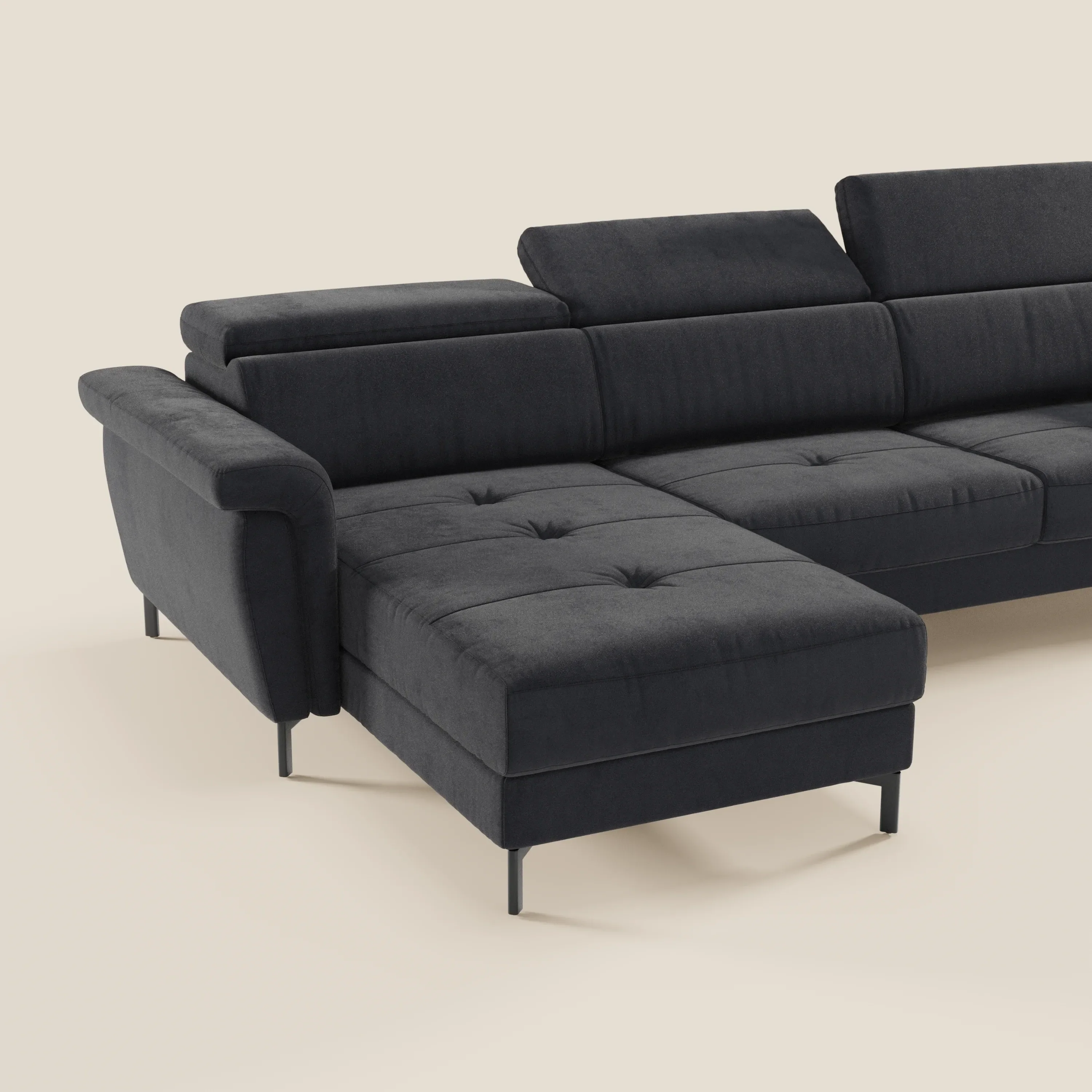 Capri canapé convertible avec méridienne coffre et têtières réglables - Tissu Effet Velours Détachable T30 - Image 224