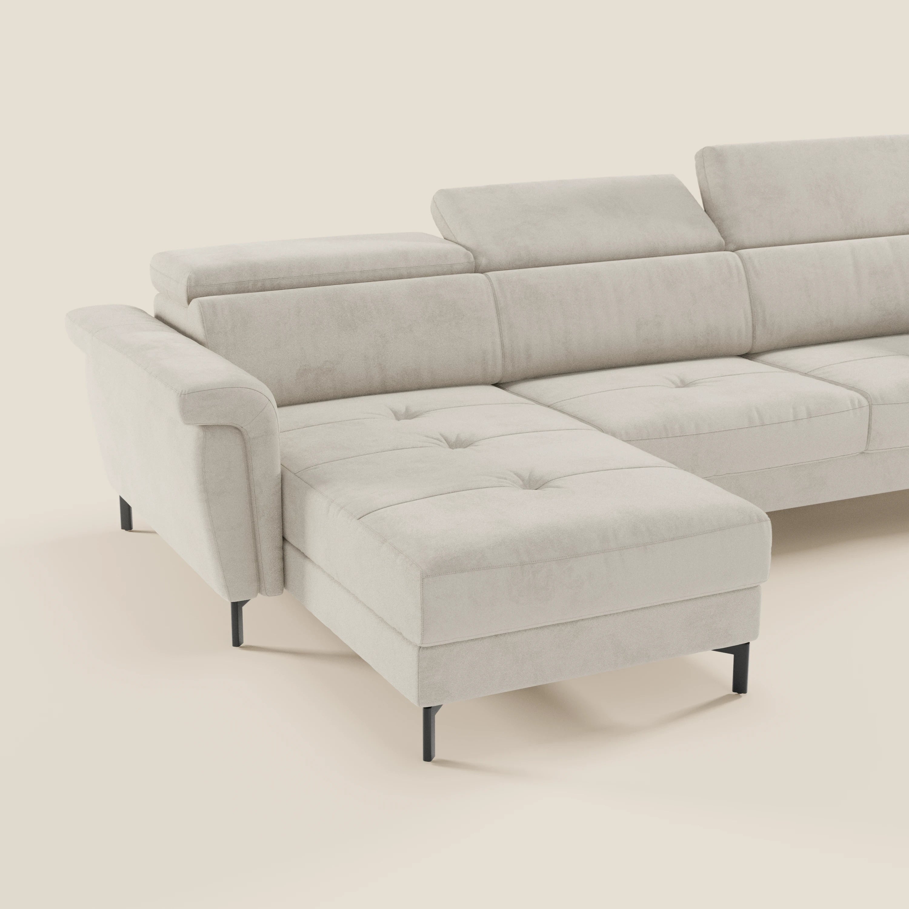 Capri canapé convertible avec méridienne coffre et têtières réglables - Tissu Effet Velours Détachable T30 - Image 23
