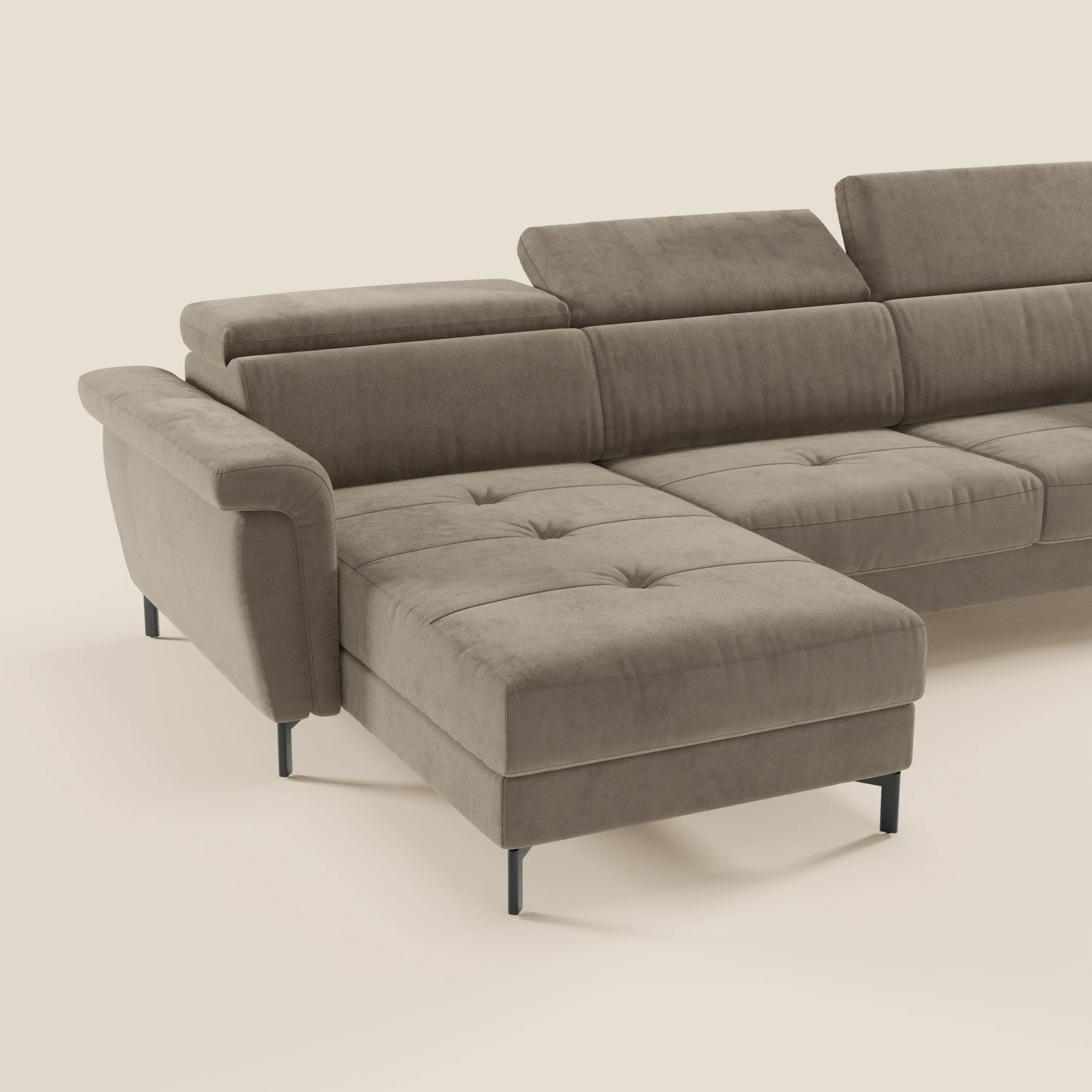 Capri canapé convertible avec méridienne coffre et têtières réglables - Tissu Effet Velours Détachable T30 - Image 37