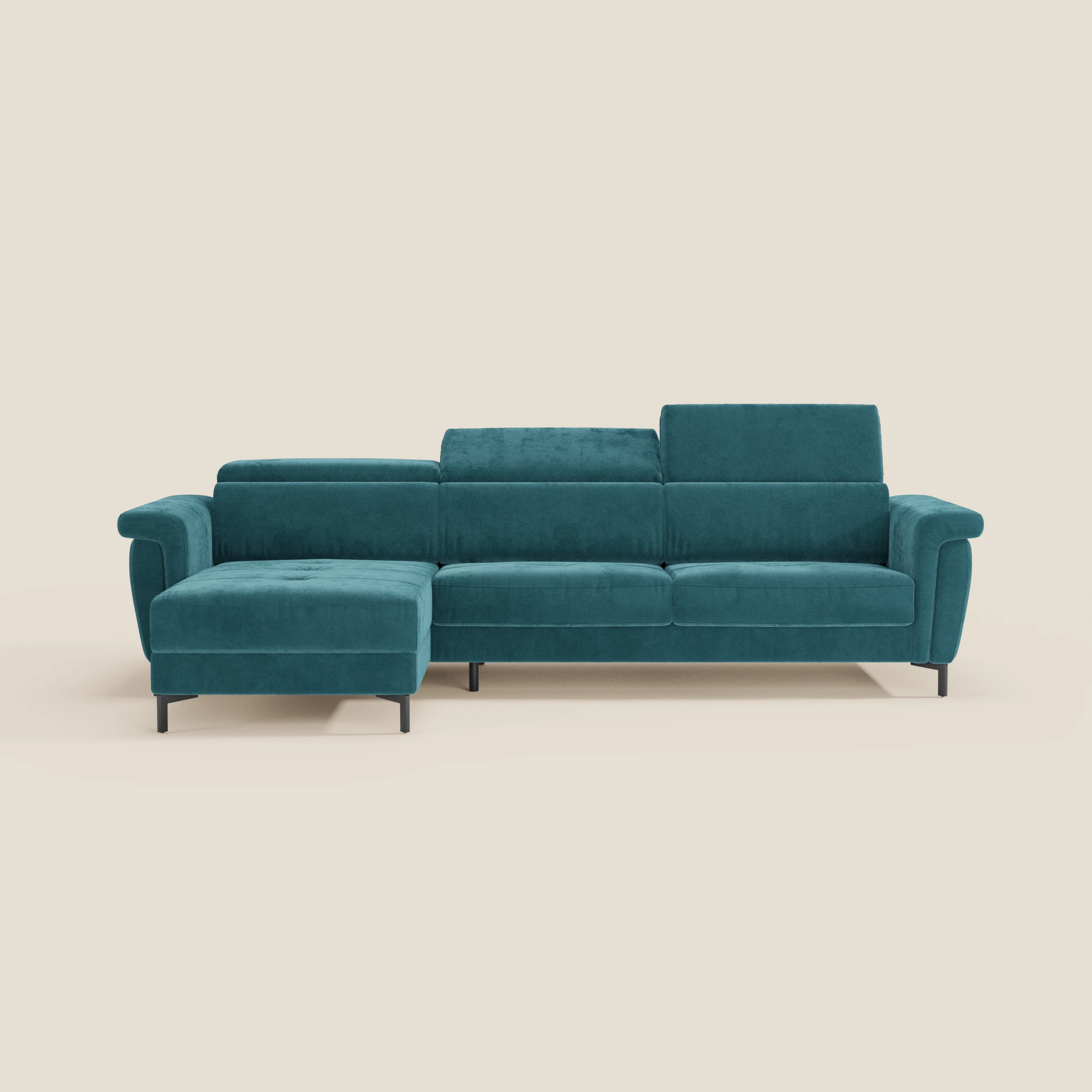 Capri canapé convertible avec méridienne coffre et têtières réglables - Tissu Effet Velours Détachable T30 - Image 4