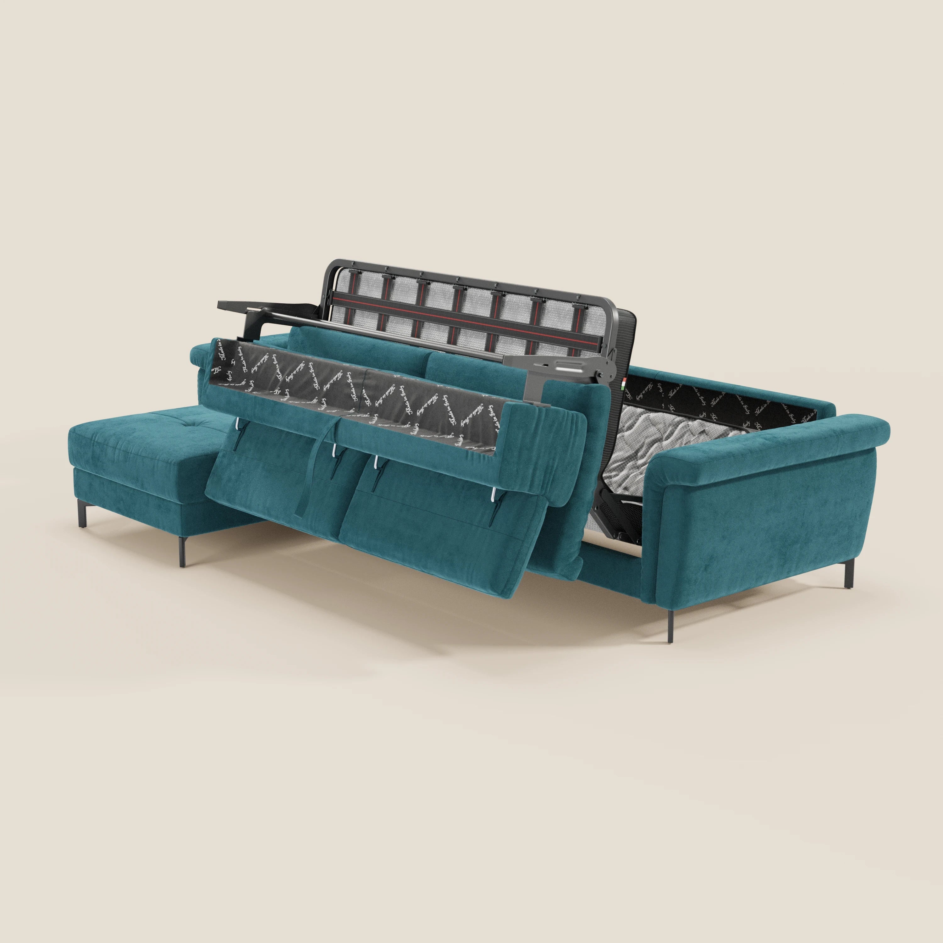 Capri canapé convertible avec méridienne coffre et têtières réglables - Tissu Effet Velours Détachable T30 - Image 5