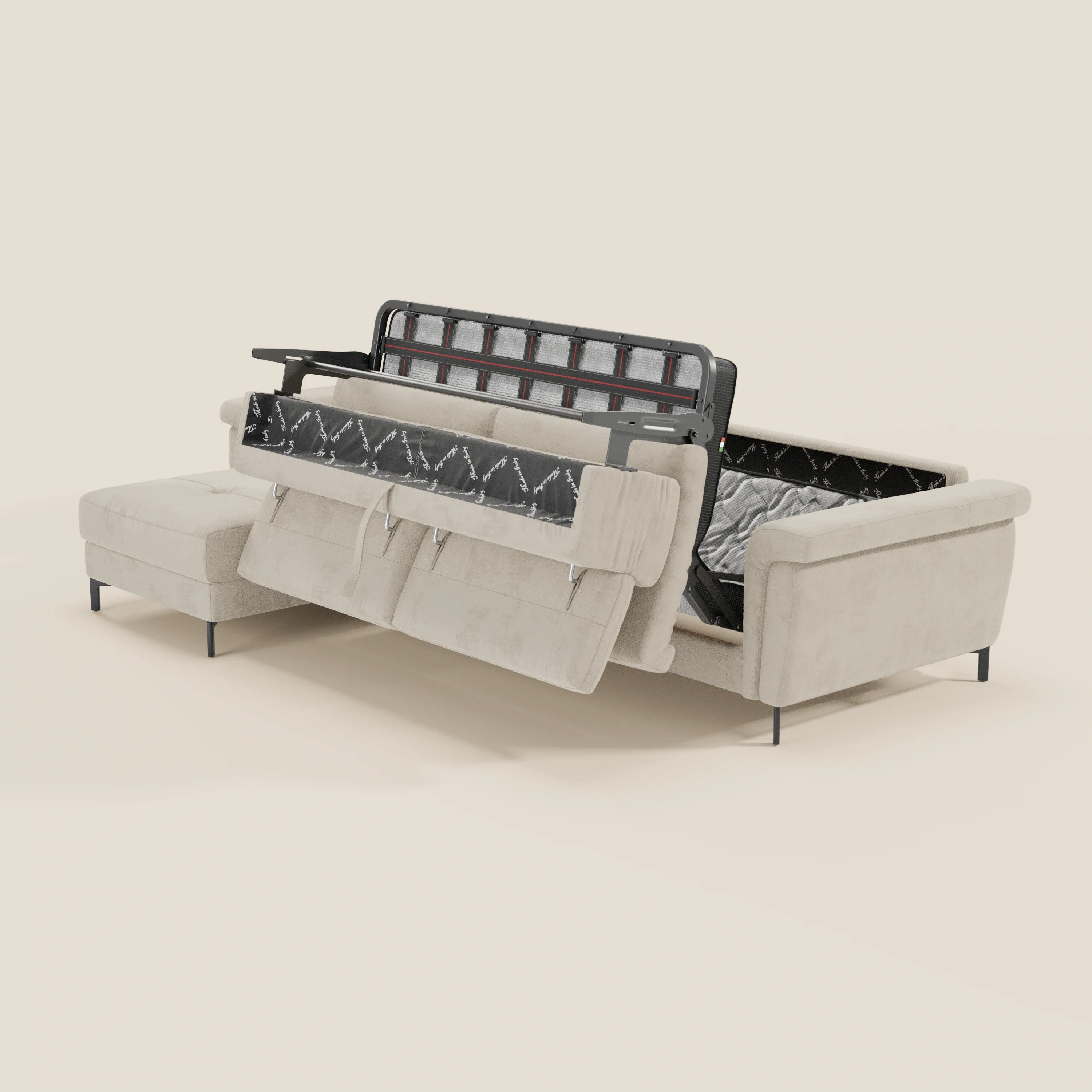 Capri canapé convertible avec méridienne coffre et têtières réglables - Tissu Effet Velours Détachable T30 - Image 50