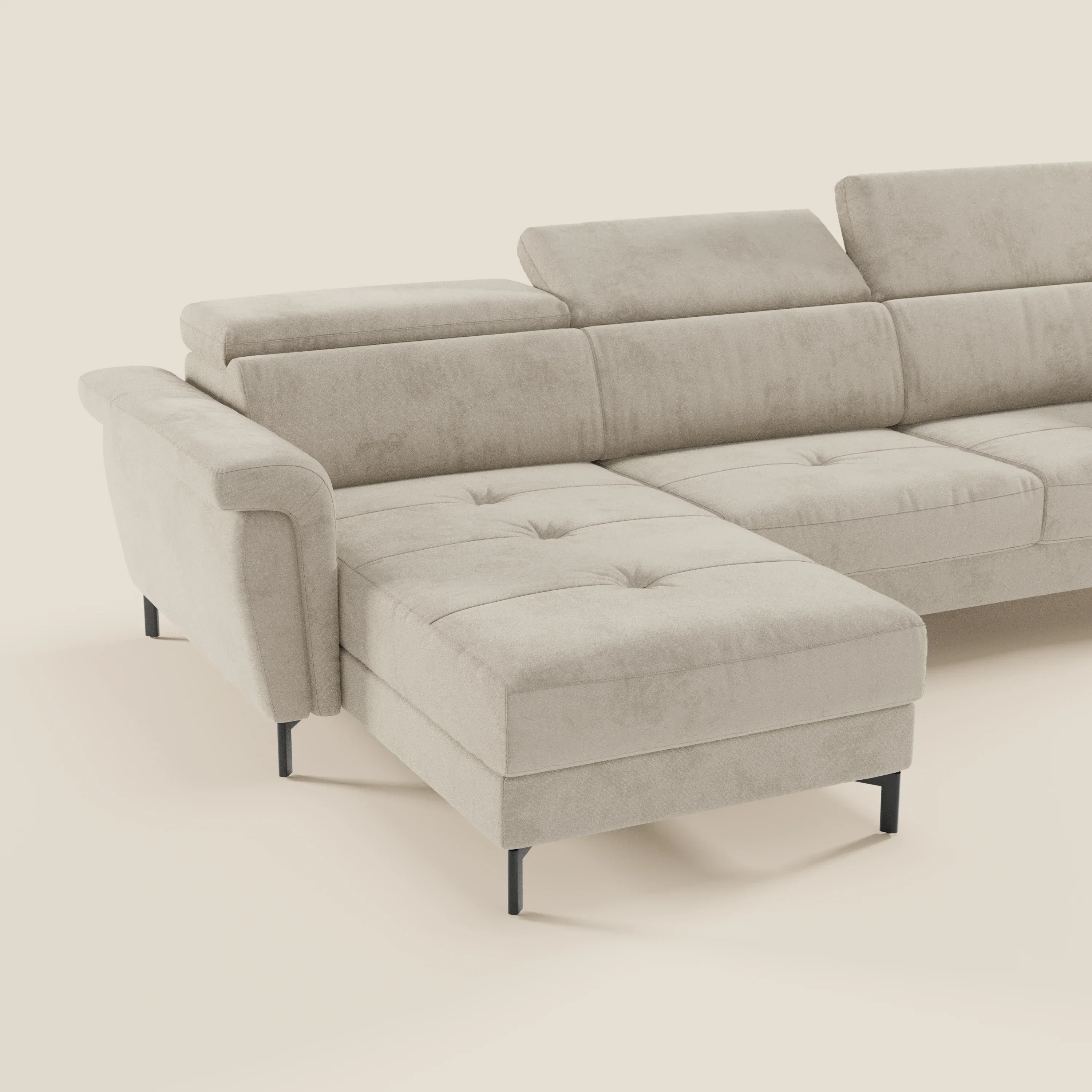 Capri canapé convertible avec méridienne coffre et têtières réglables - Tissu Effet Velours Détachable T30 - Image 51