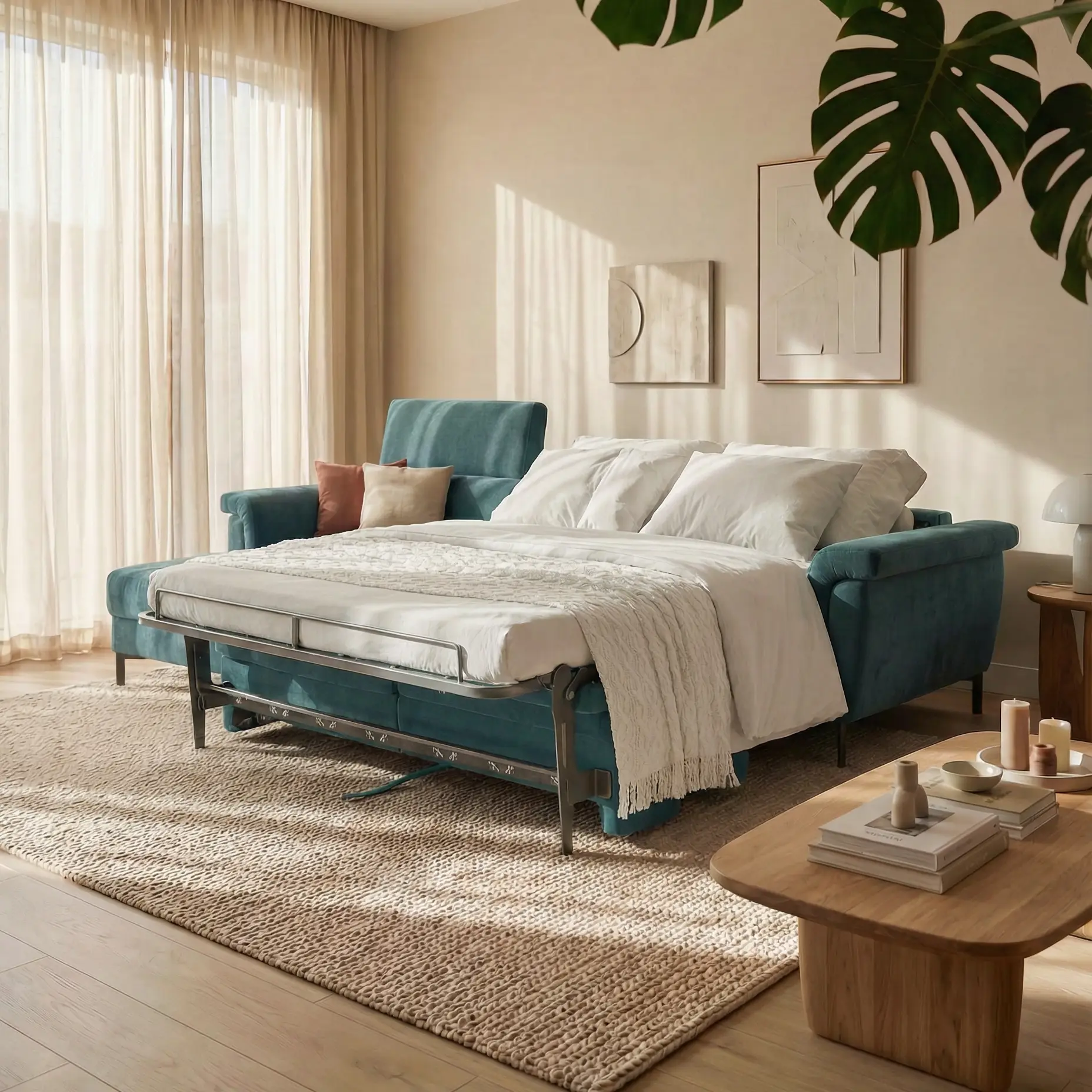 Capri canapé convertible avec méridienne coffre et têtières réglables - Tissu Effet Velours Détachable T30 - Image 6