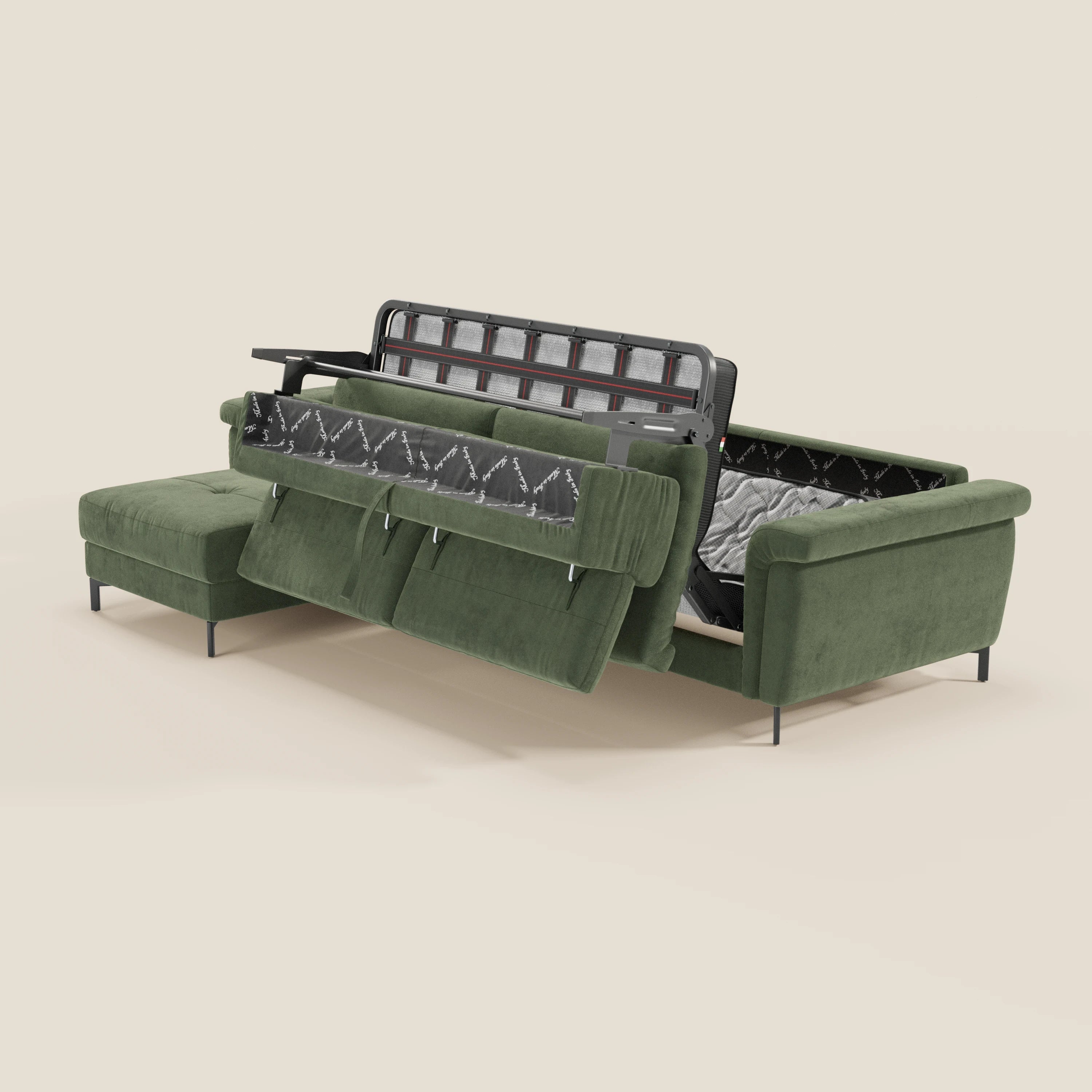 Capri canapé convertible avec méridienne coffre et têtières réglables - Tissu Effet Velours Détachable T30 - Image 64