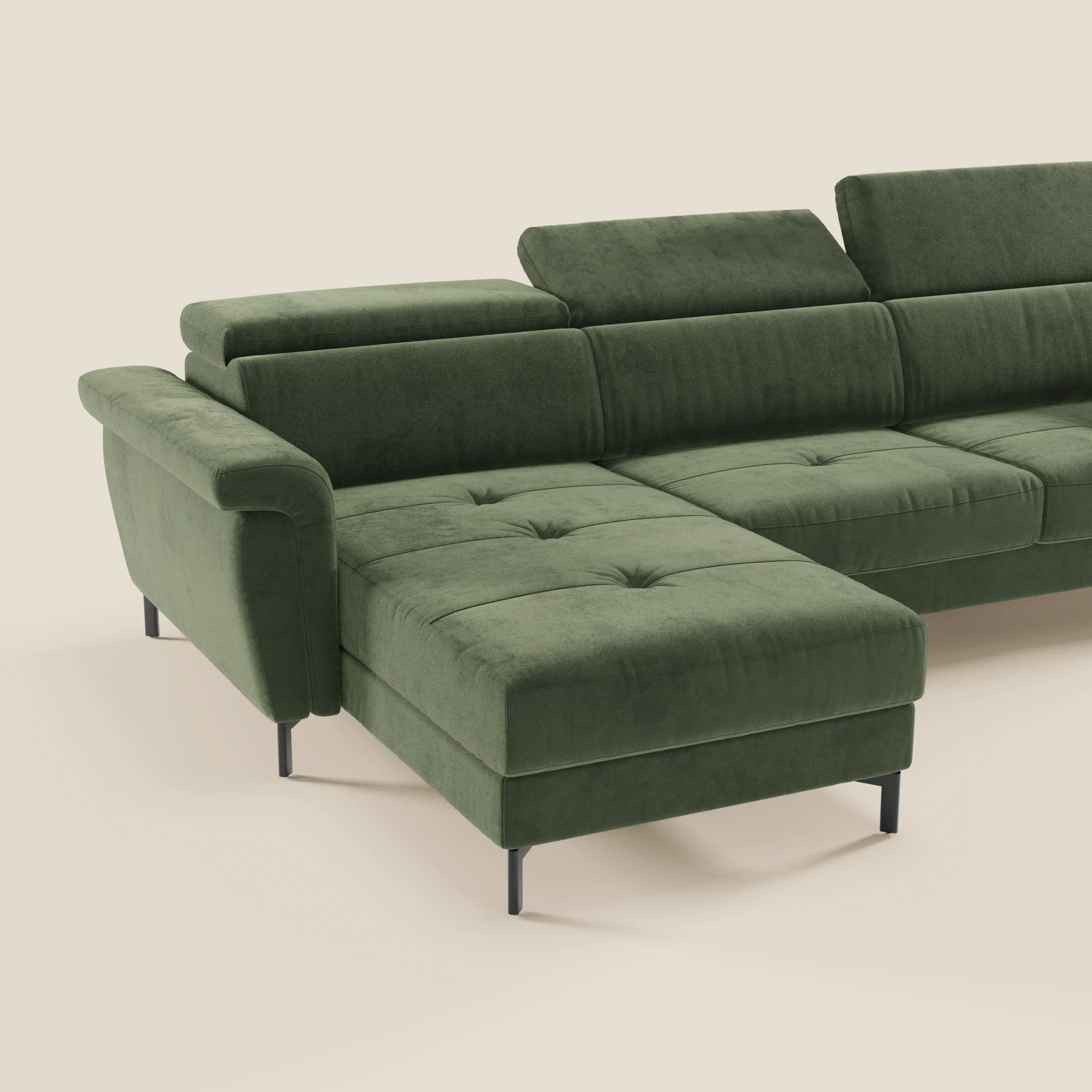 Capri canapé convertible avec méridienne coffre et têtières réglables - Tissu Effet Velours Détachable T30 - Image 65