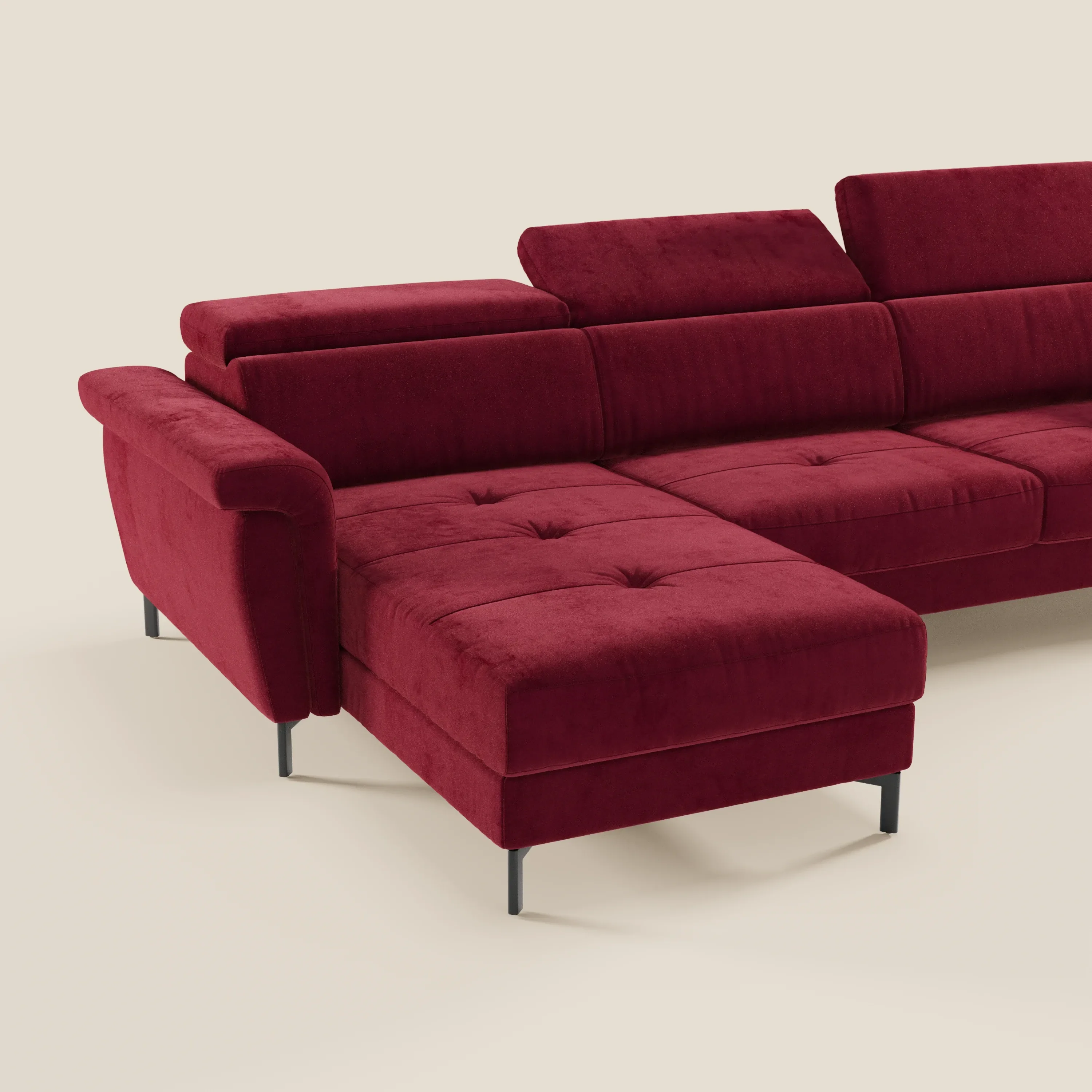 Capri canapé convertible avec méridienne coffre et têtières réglables - Tissu Effet Velours Détachable T30 - Image 79