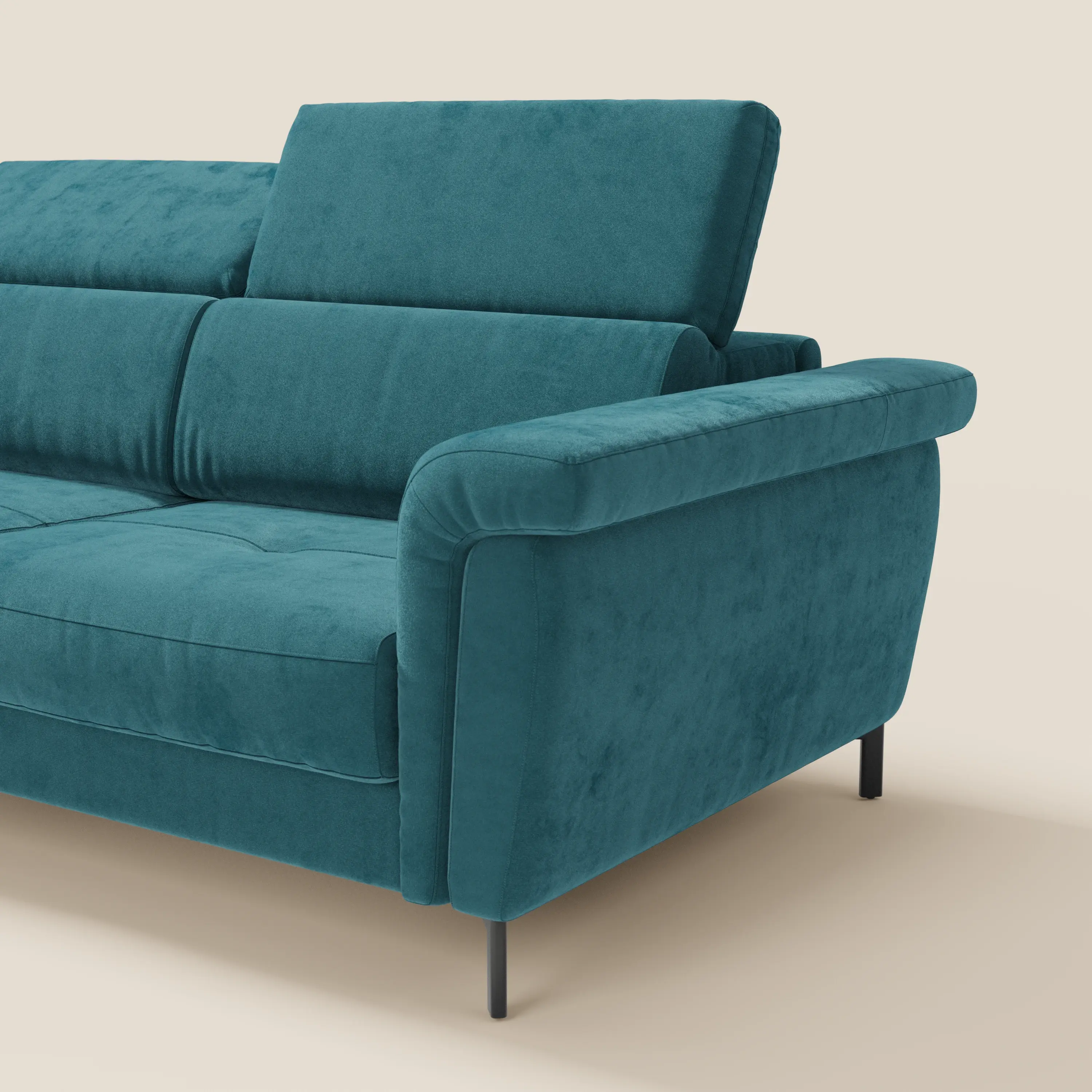 Capri canapé convertible avec méridienne coffre et têtières réglables - Tissu Effet Velours Détachable T30 - Image 9