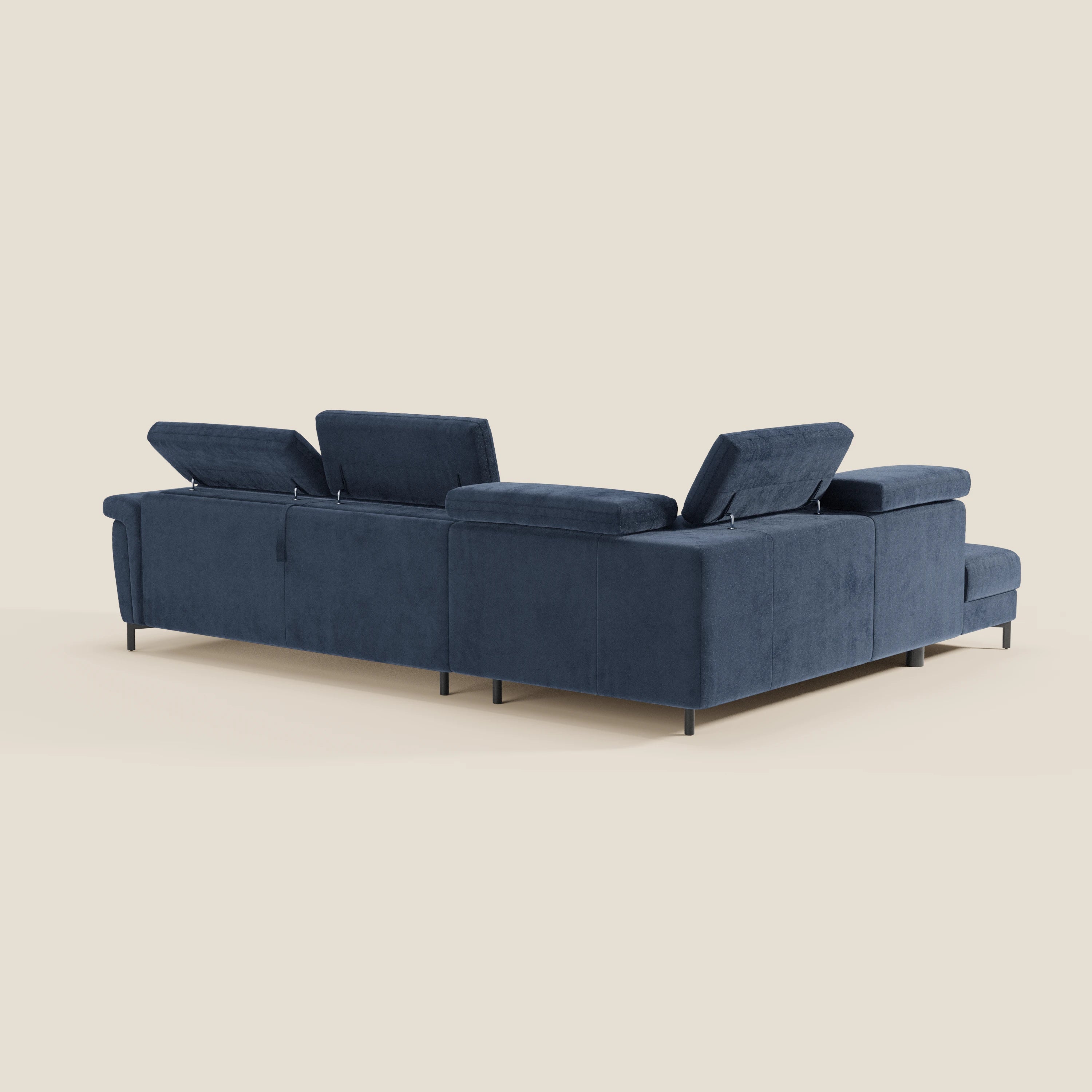 Capri canapé d'angle convertible avec Têtières Réglables et Matelas haute performance en Tissu Effet Velours Détachable T30 - Image 10