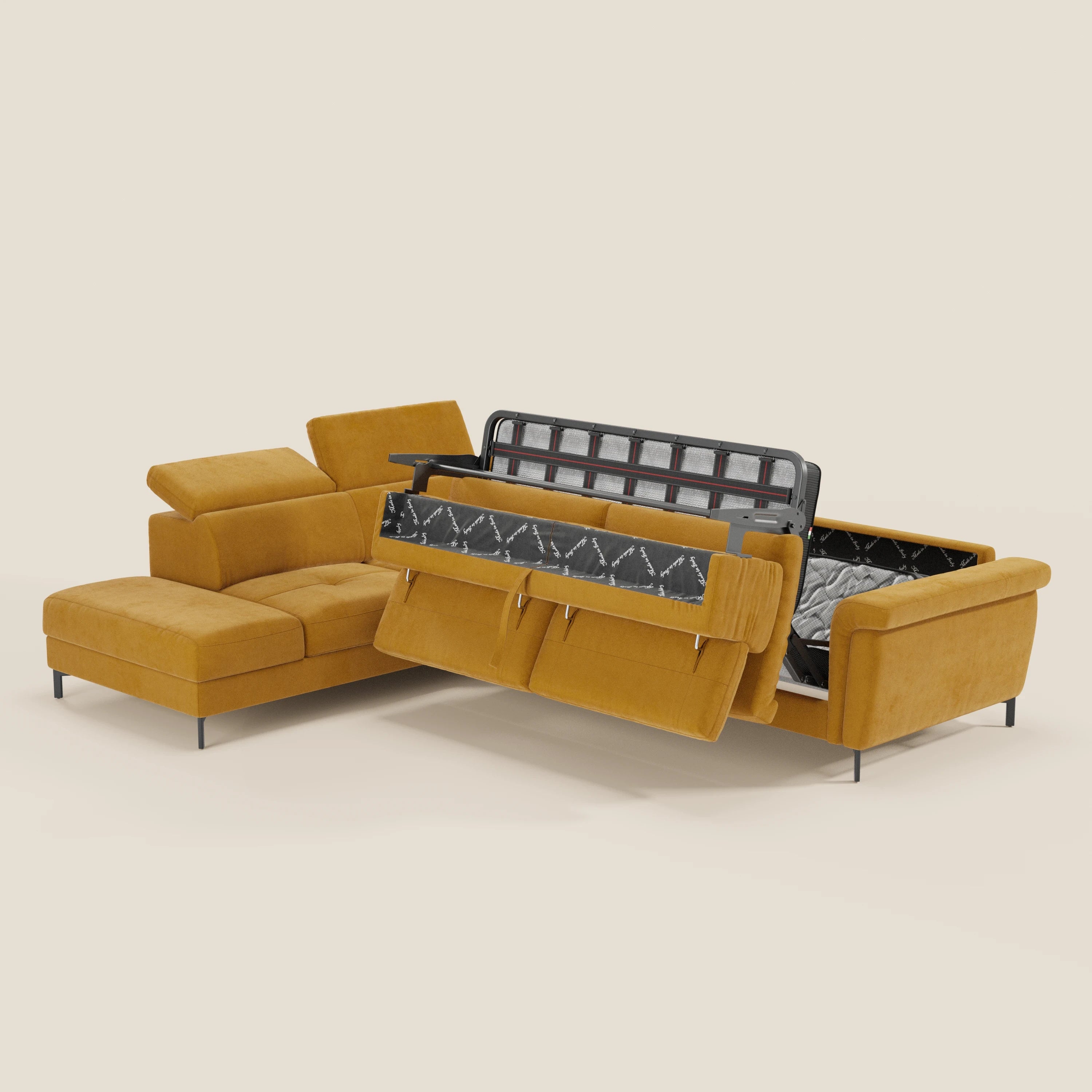 Capri canapé d'angle convertible avec Têtières Réglables et Matelas haute performance en Tissu Effet Velours Détachable T30 - Image 104