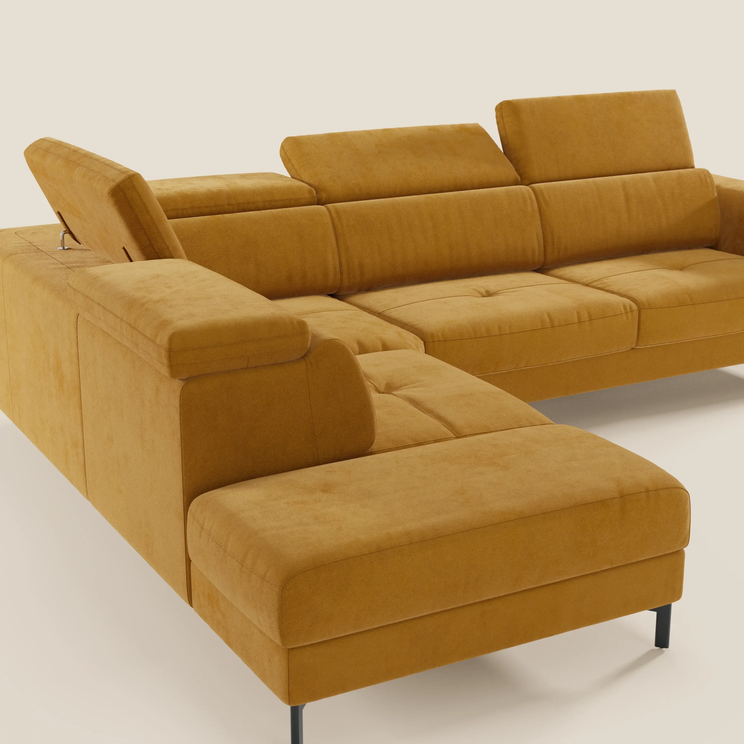 Capri canapé d'angle convertible avec Têtières Réglables et Matelas haute performance en Tissu Effet Velours Détachable T30 - Image 105