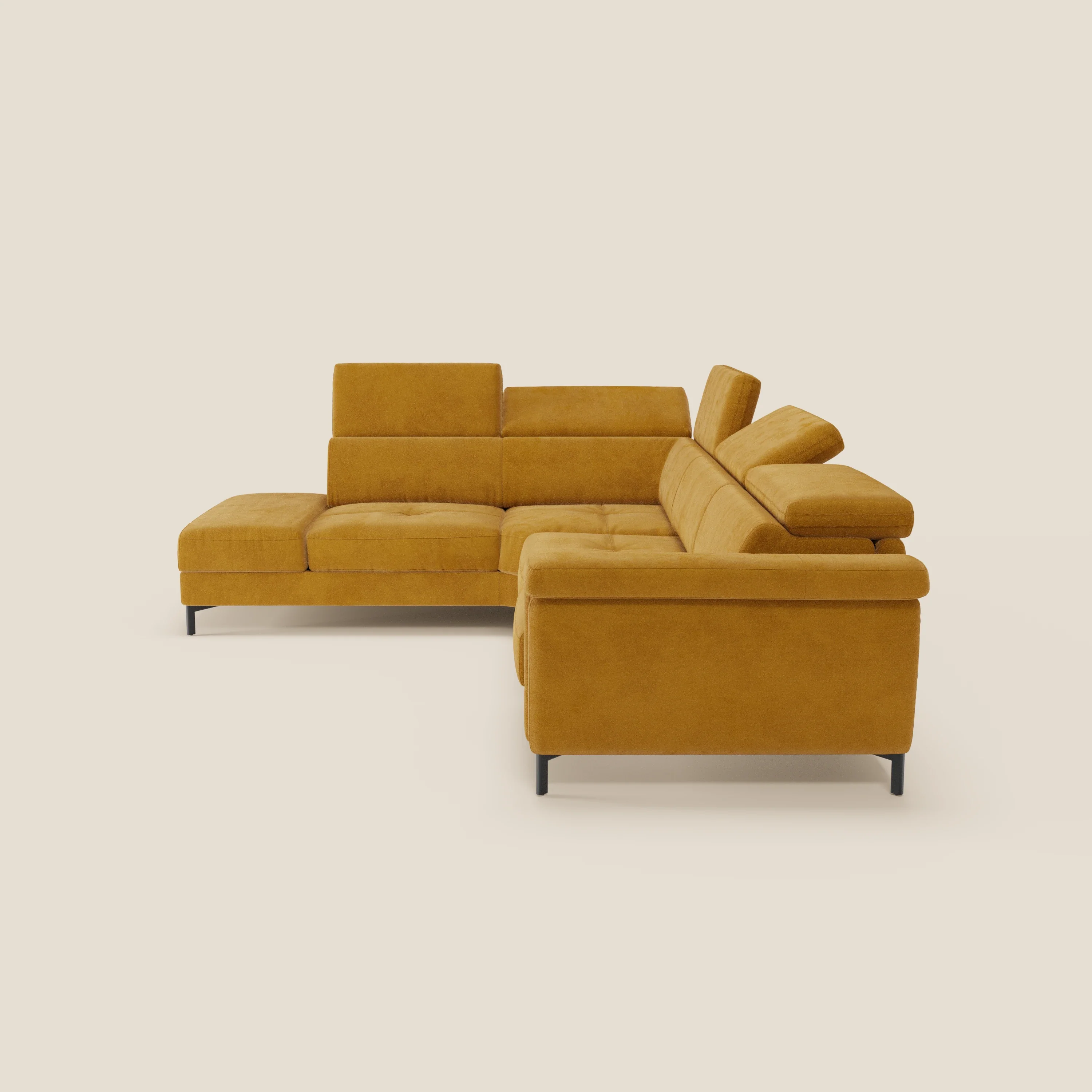 Capri canapé d'angle convertible avec Têtières Réglables et Matelas haute performance en Tissu Effet Velours Détachable T30 - Image 107