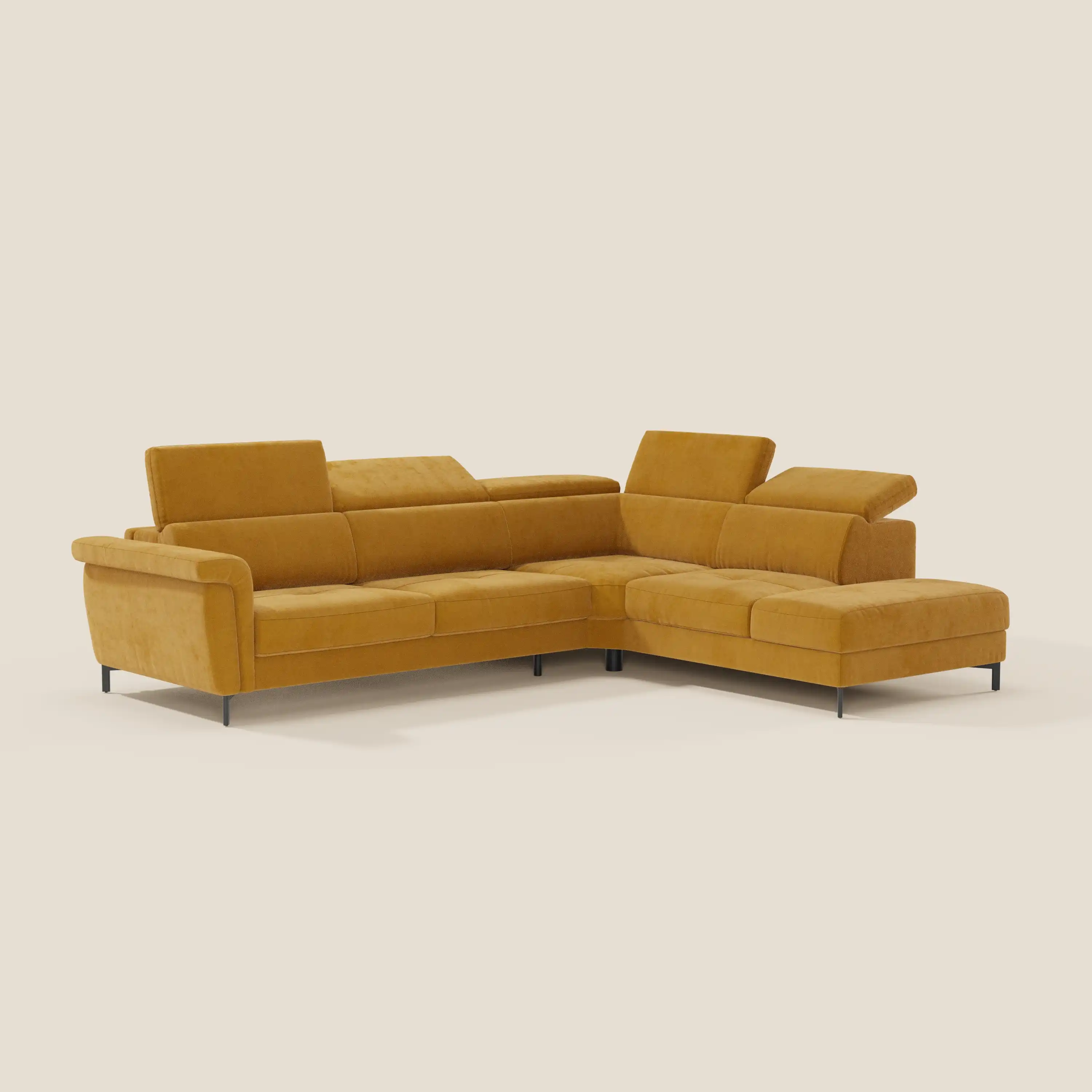 Capri canapé d'angle convertible avec Têtières Réglables et Matelas haute performance en Tissu Effet Velours Détachable T30 - Image 111