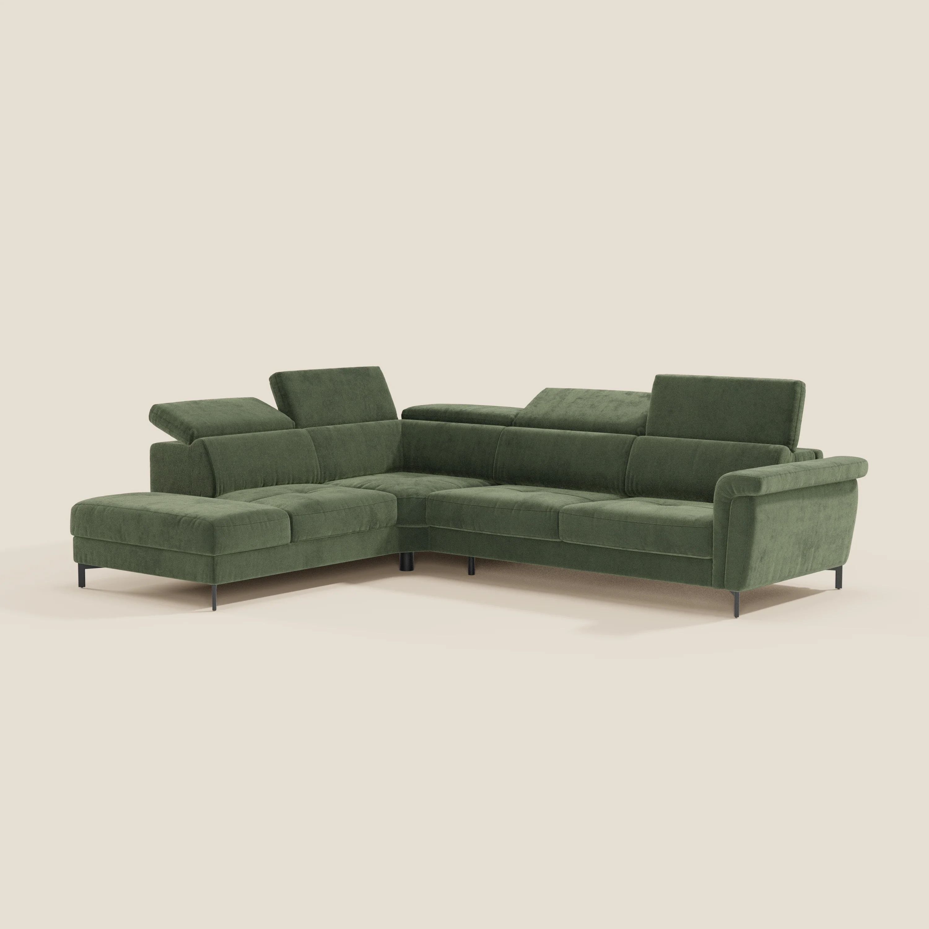 Capri canapé d'angle convertible avec Têtières Réglables et Matelas haute performance en Tissu Effet Velours Détachable T30 - Image 116