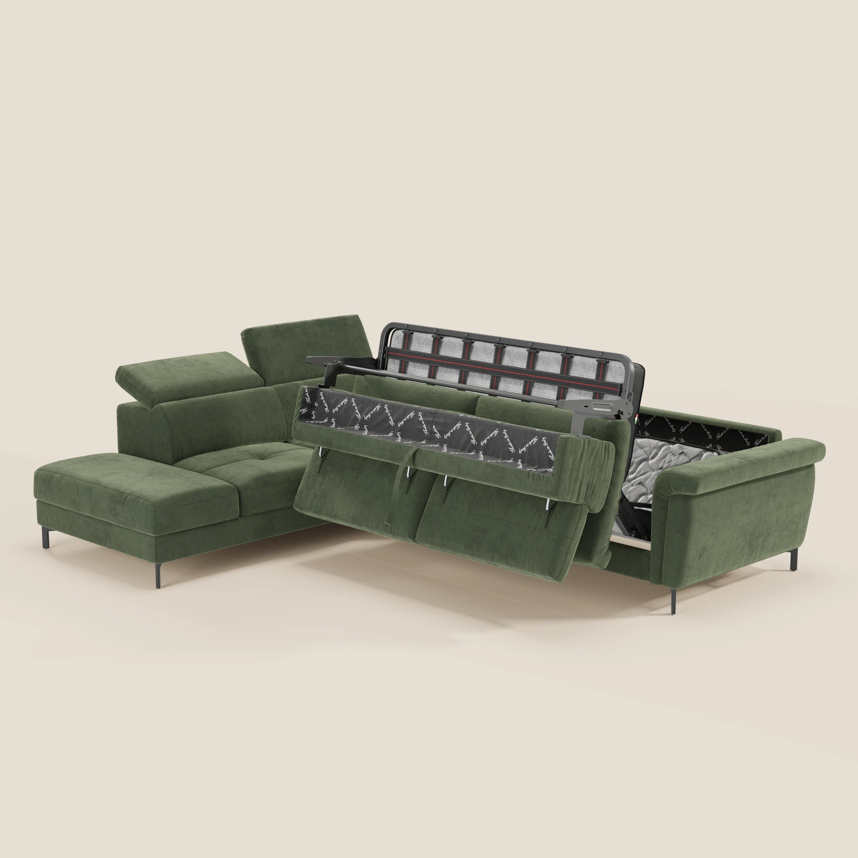 Capri canapé d'angle convertible avec Têtières Réglables et Matelas haute performance en Tissu Effet Velours Détachable T30 - Image 119