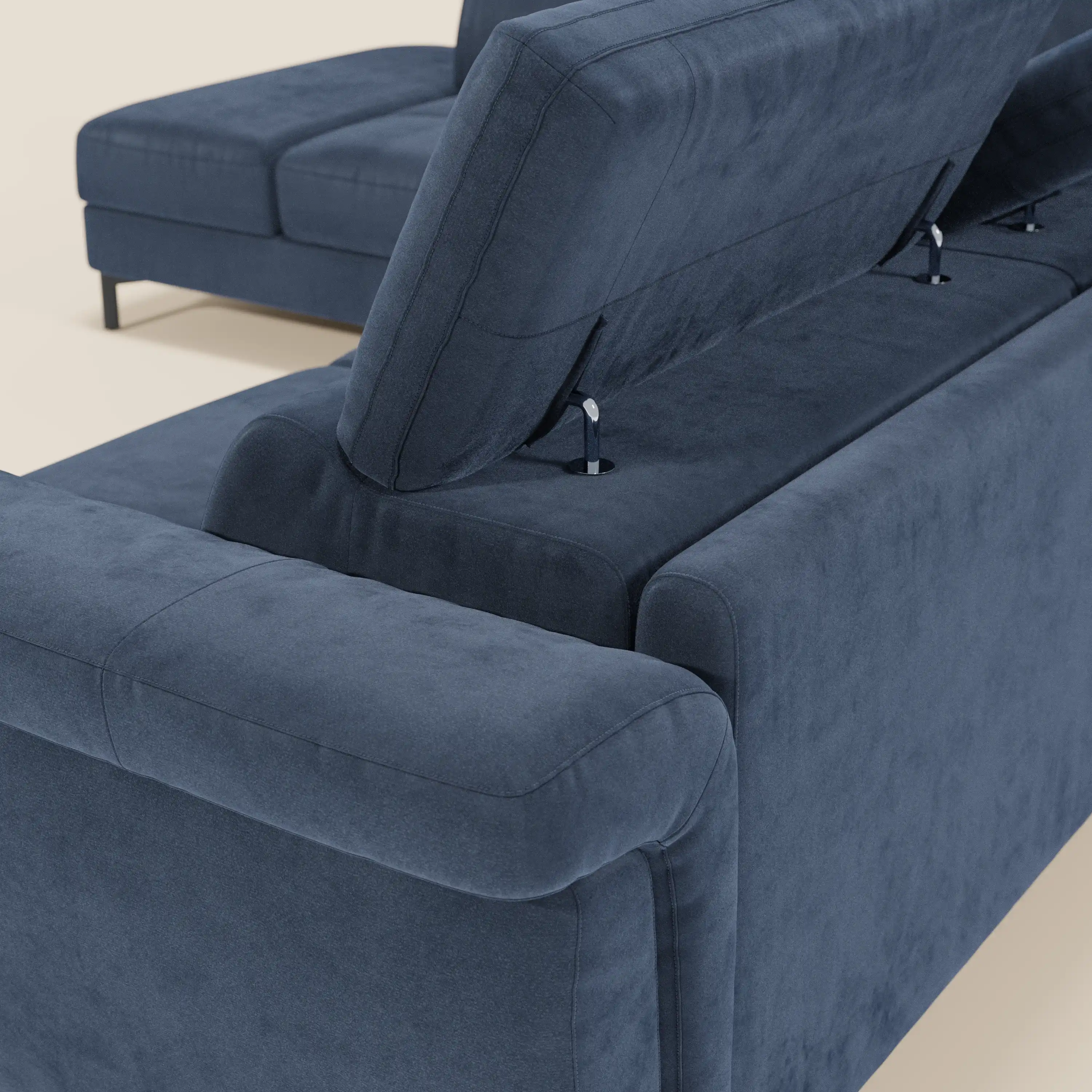 Capri canapé d'angle convertible avec Têtières Réglables et Matelas haute performance en Tissu Effet Velours Détachable T30 - Image 12