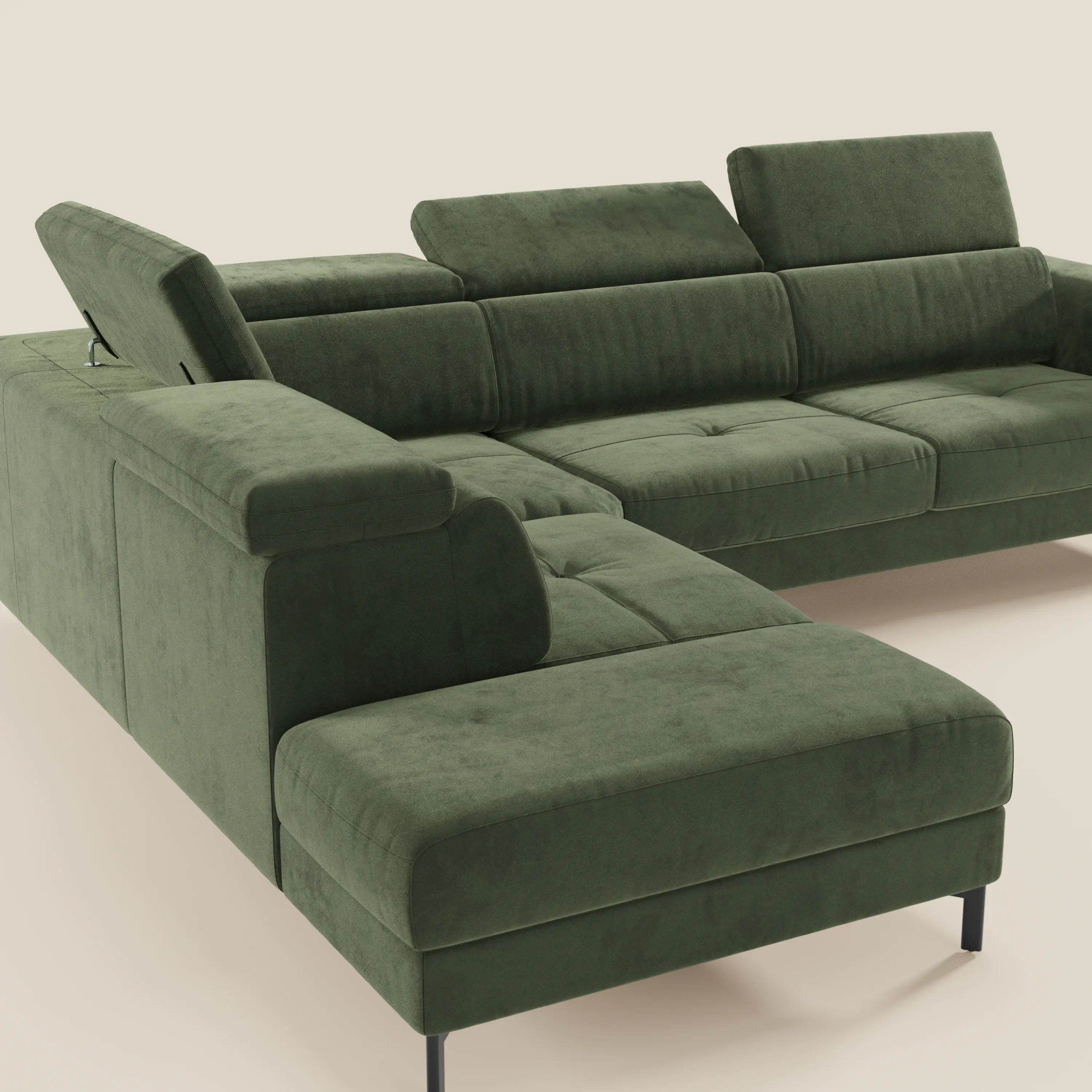 Capri canapé d'angle convertible avec Têtières Réglables et Matelas haute performance en Tissu Effet Velours Détachable T30 - Image 120