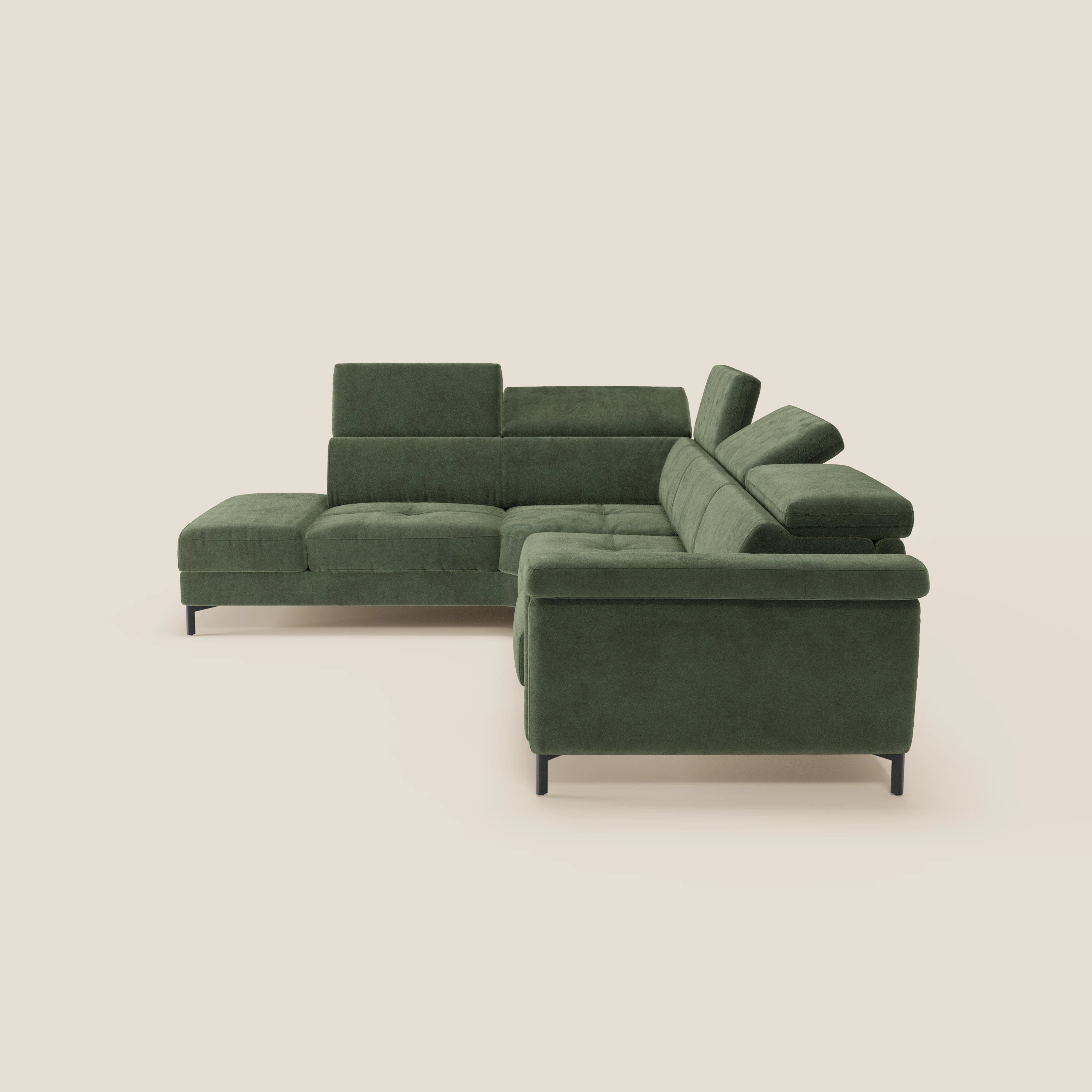 Capri canapé d'angle convertible avec Têtières Réglables et Matelas haute performance en Tissu Effet Velours Détachable T30 - Image 122