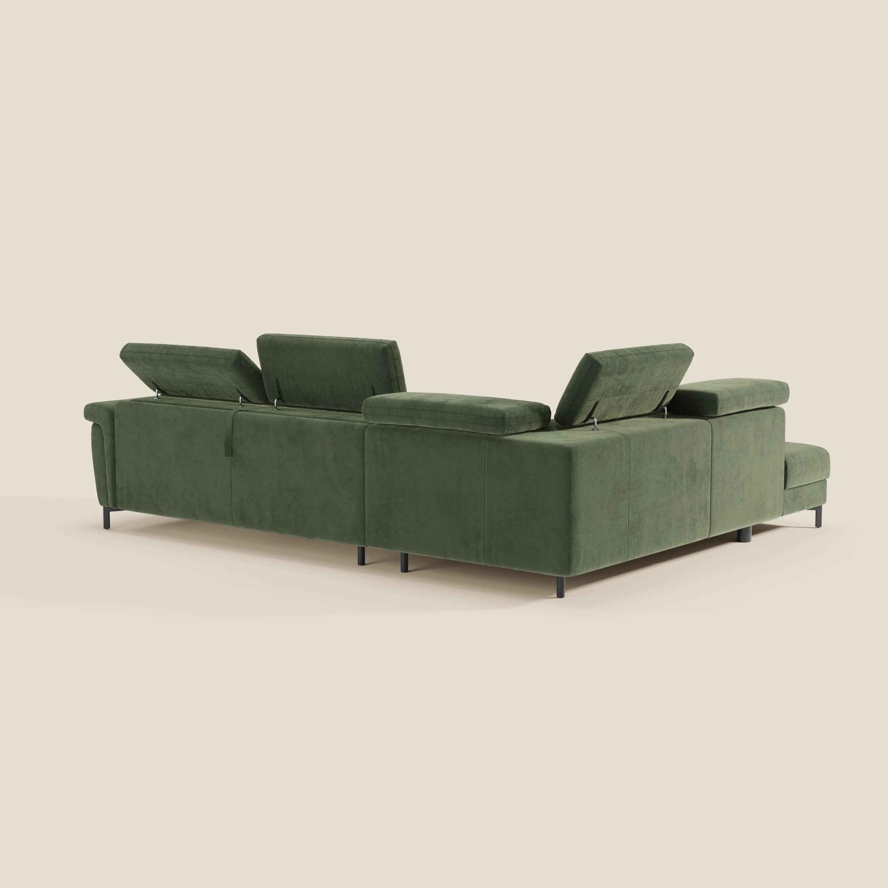 Capri canapé d'angle convertible avec Têtières Réglables et Matelas haute performance en Tissu Effet Velours Détachable T30 - Image 123