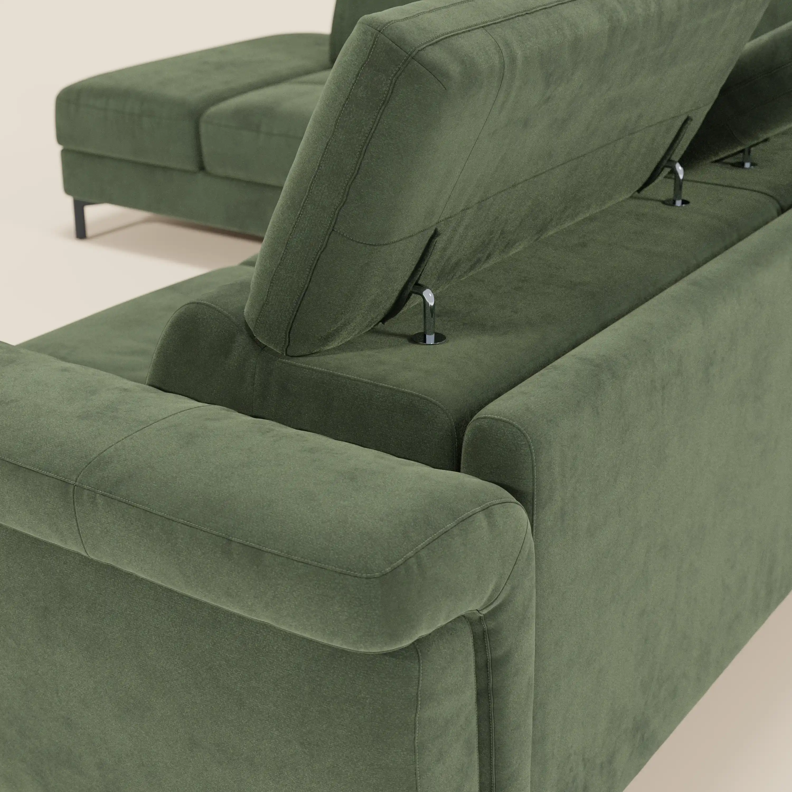 Capri canapé d'angle convertible avec Têtières Réglables et Matelas haute performance en Tissu Effet Velours Détachable T30 - Image 124