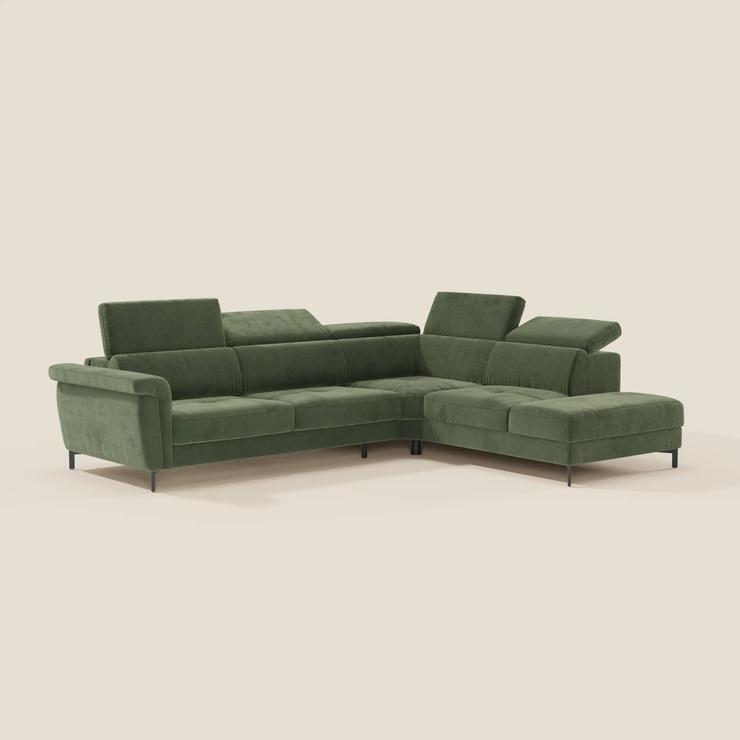 Capri canapé d'angle convertible avec Têtières Réglables et Matelas haute performance en Tissu Effet Velours Détachable T30 - Image 126