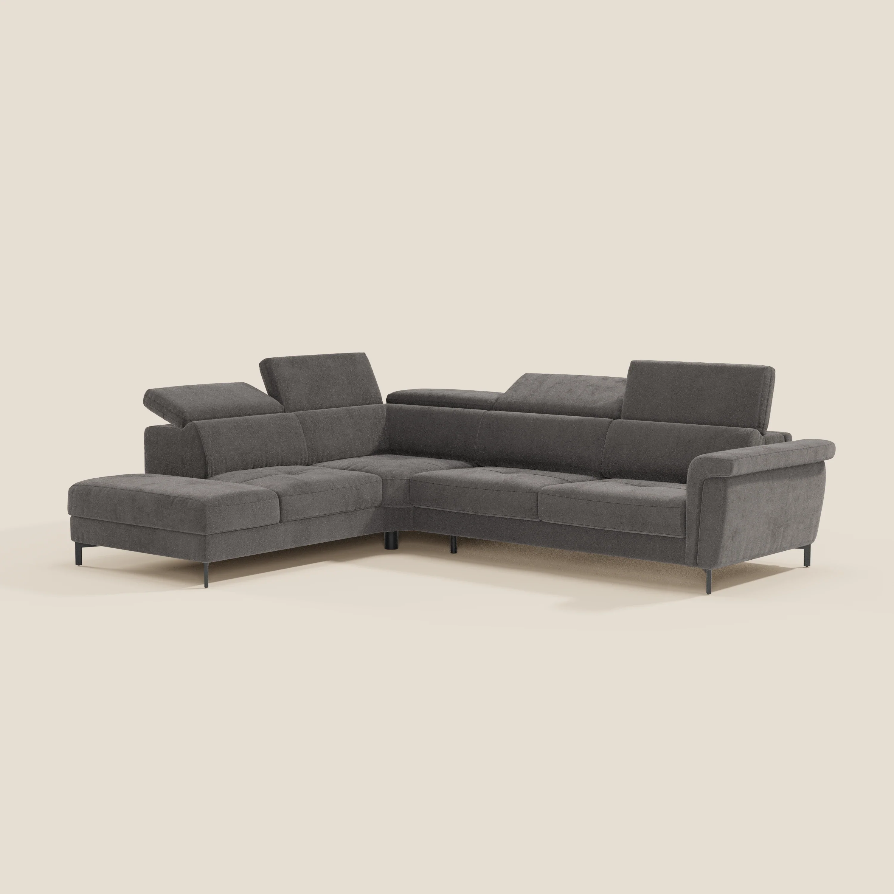 Capri canapé d'angle convertible avec Têtières Réglables et Matelas haute performance en Tissu Effet Velours Détachable T30 - Image 130