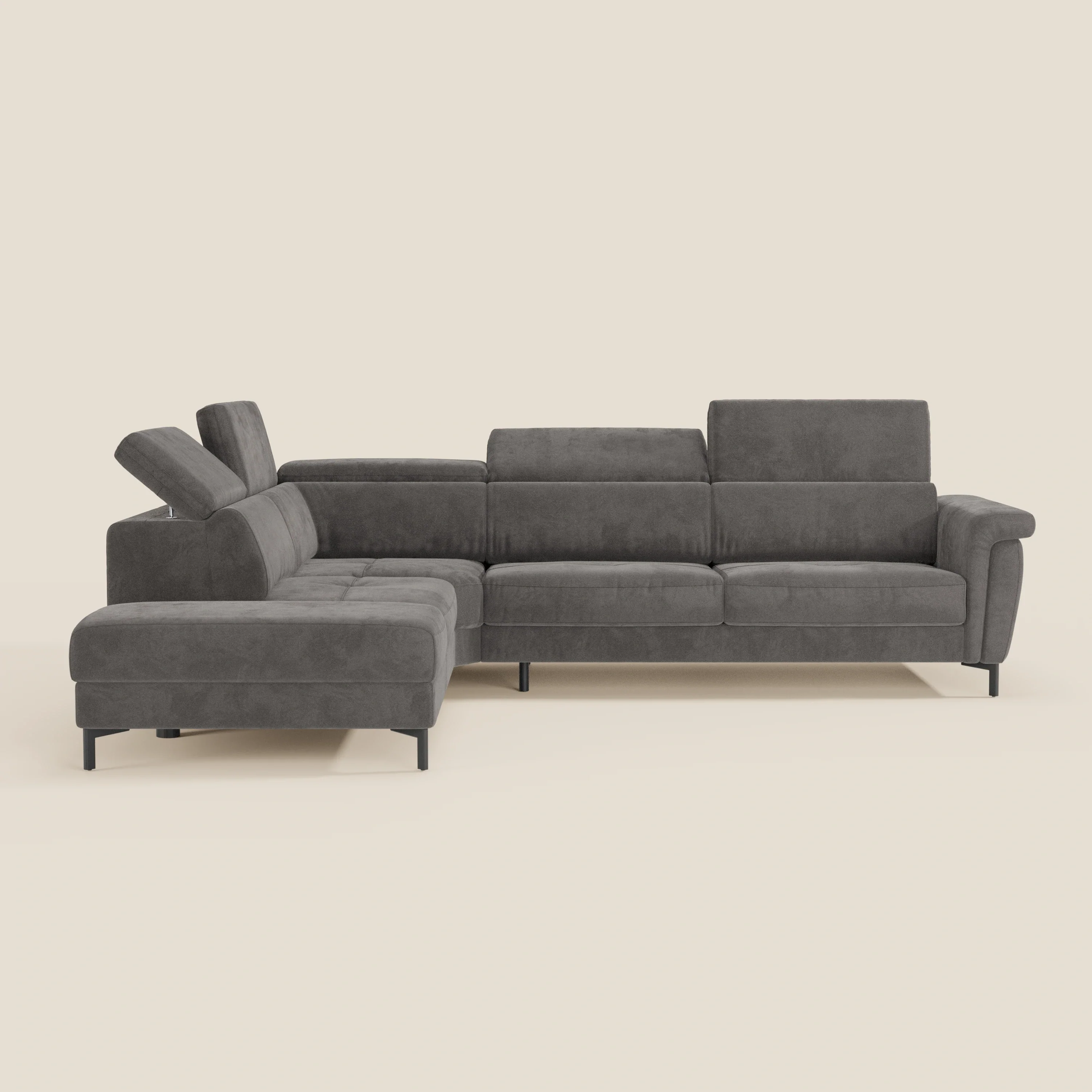 Capri canapé d'angle convertible avec Têtières Réglables et Matelas haute performance en Tissu Effet Velours Détachable T30 - Image 132