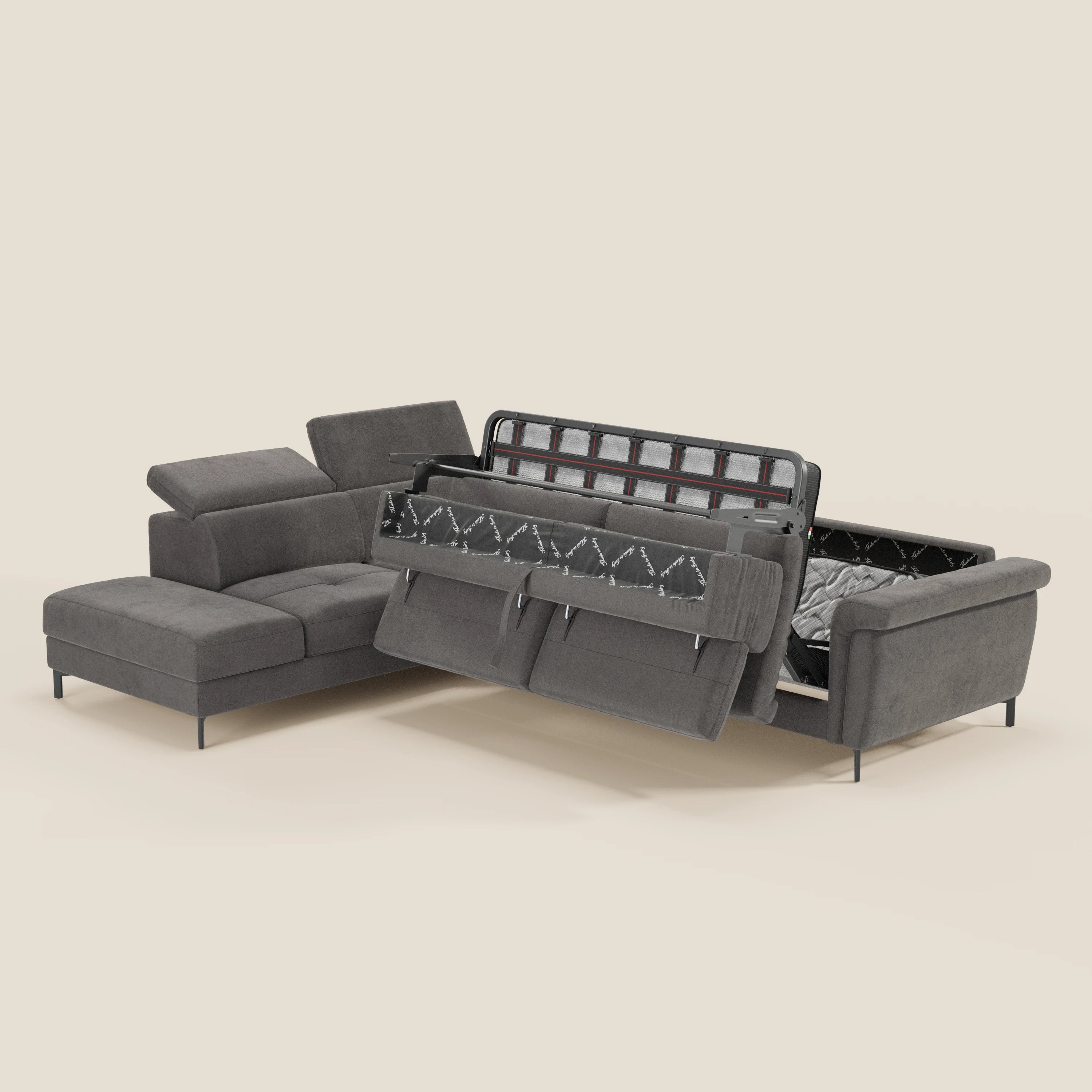 Capri canapé d'angle convertible avec Têtières Réglables et Matelas haute performance en Tissu Effet Velours Détachable T30 - Image 133