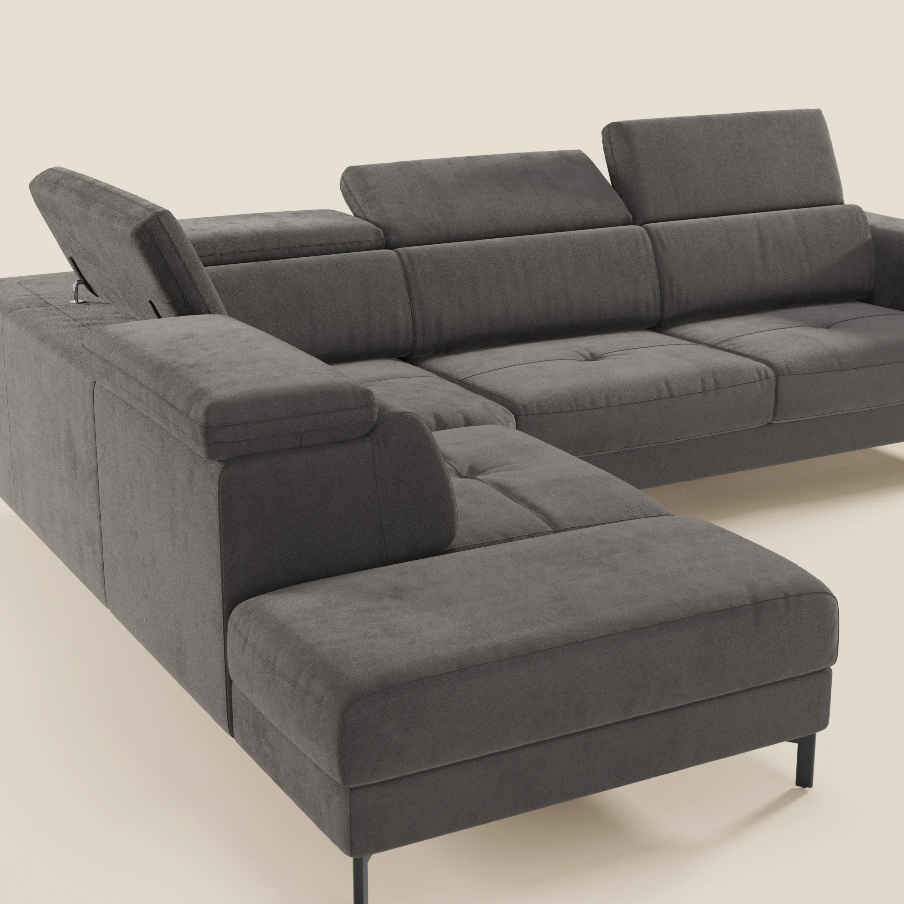 Capri canapé d'angle convertible avec Têtières Réglables et Matelas haute performance en Tissu Effet Velours Détachable T30 - Image 134
