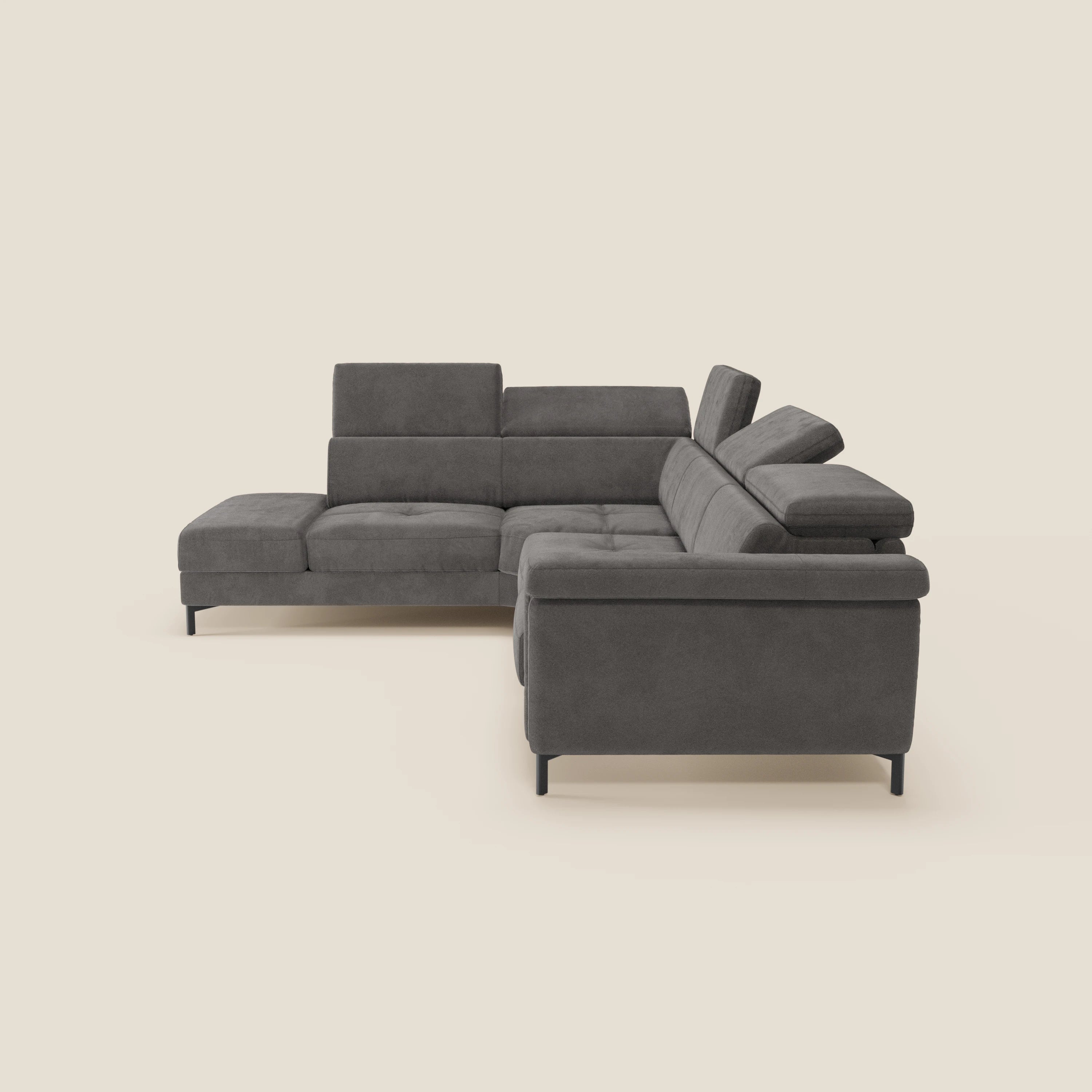 Capri canapé d'angle convertible avec Têtières Réglables et Matelas haute performance en Tissu Effet Velours Détachable T30 - Image 136