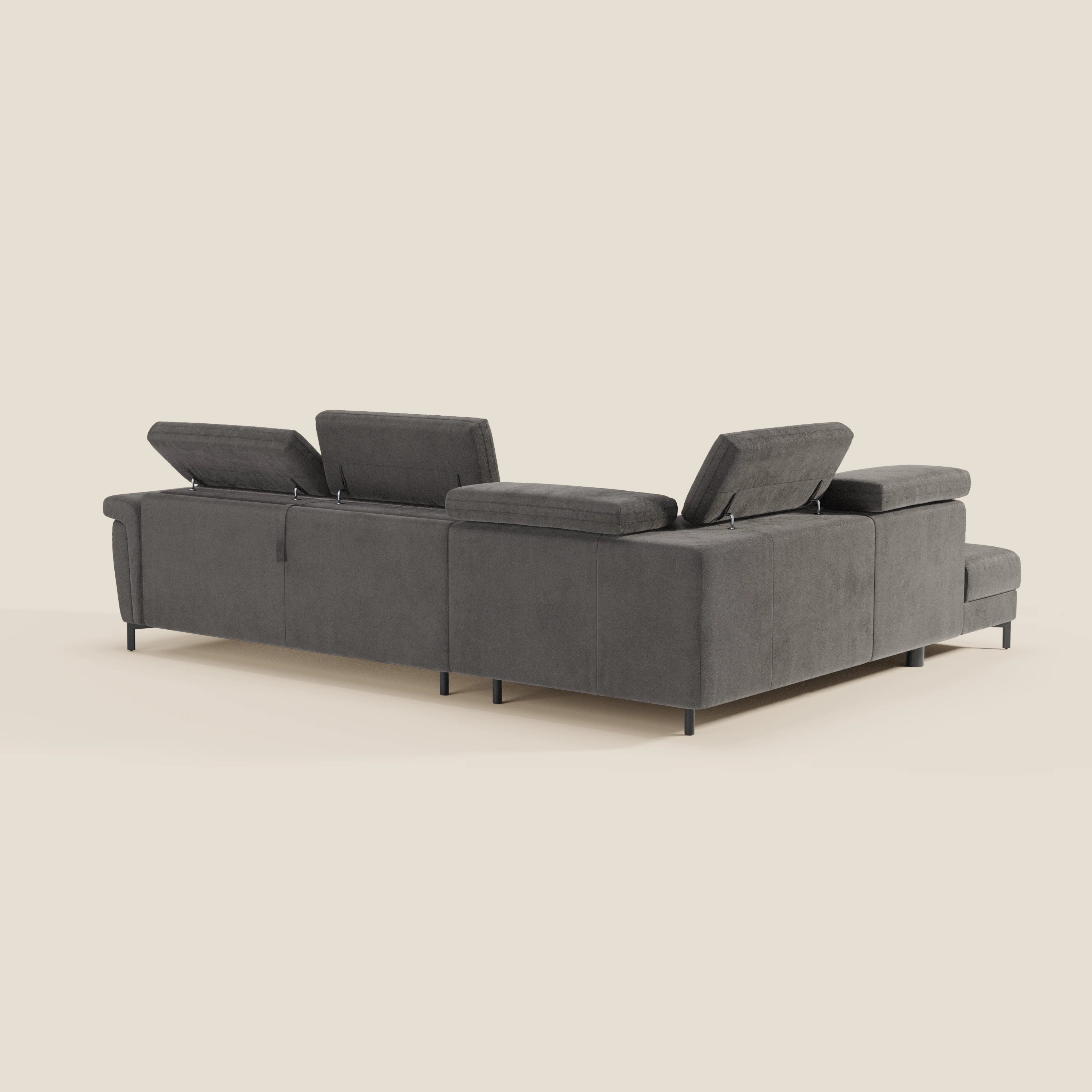 Capri canapé d'angle convertible avec Têtières Réglables et Matelas haute performance en Tissu Effet Velours Détachable T30 - Image 137