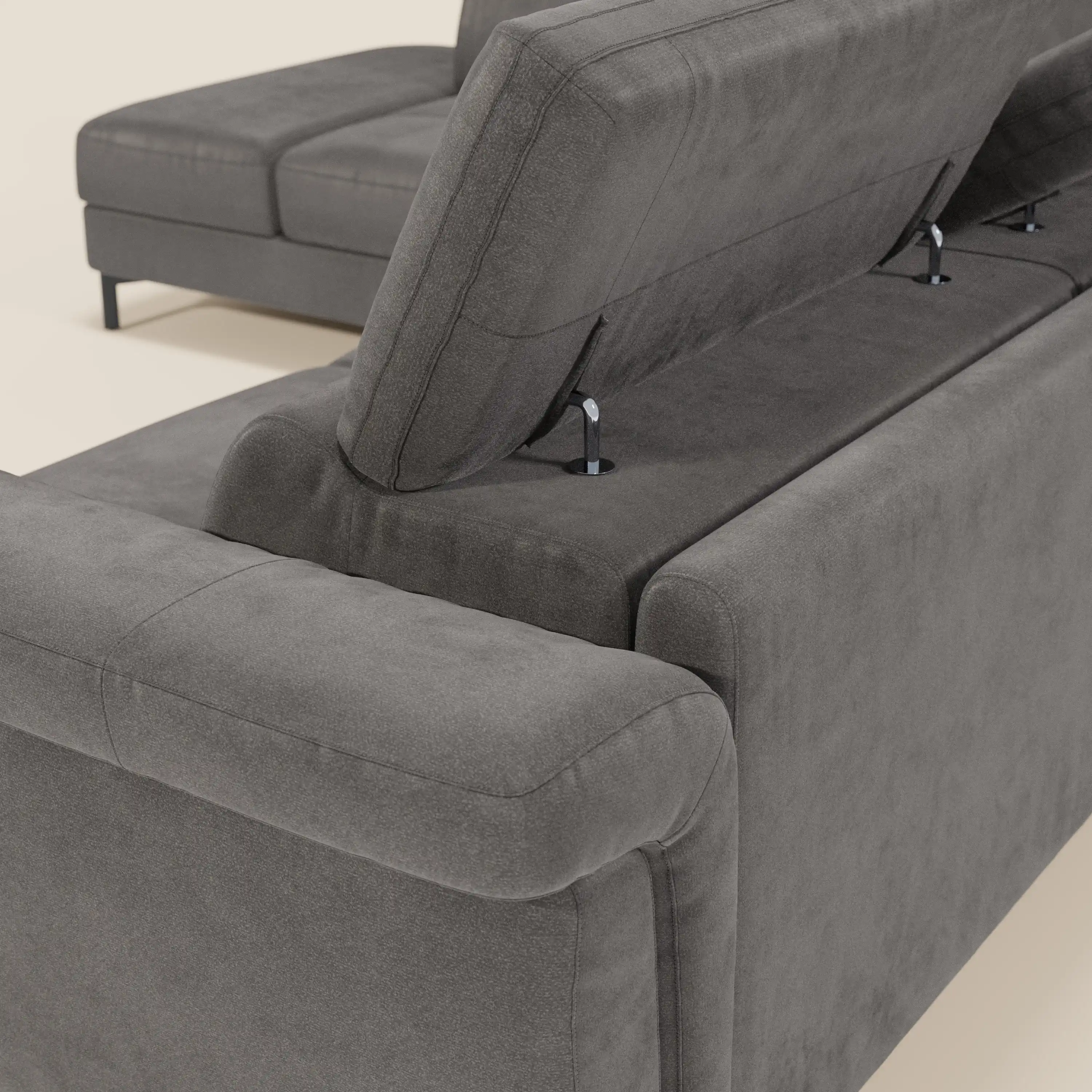 Capri canapé d'angle convertible avec Têtières Réglables et Matelas haute performance en Tissu Effet Velours Détachable T30 - Image 138