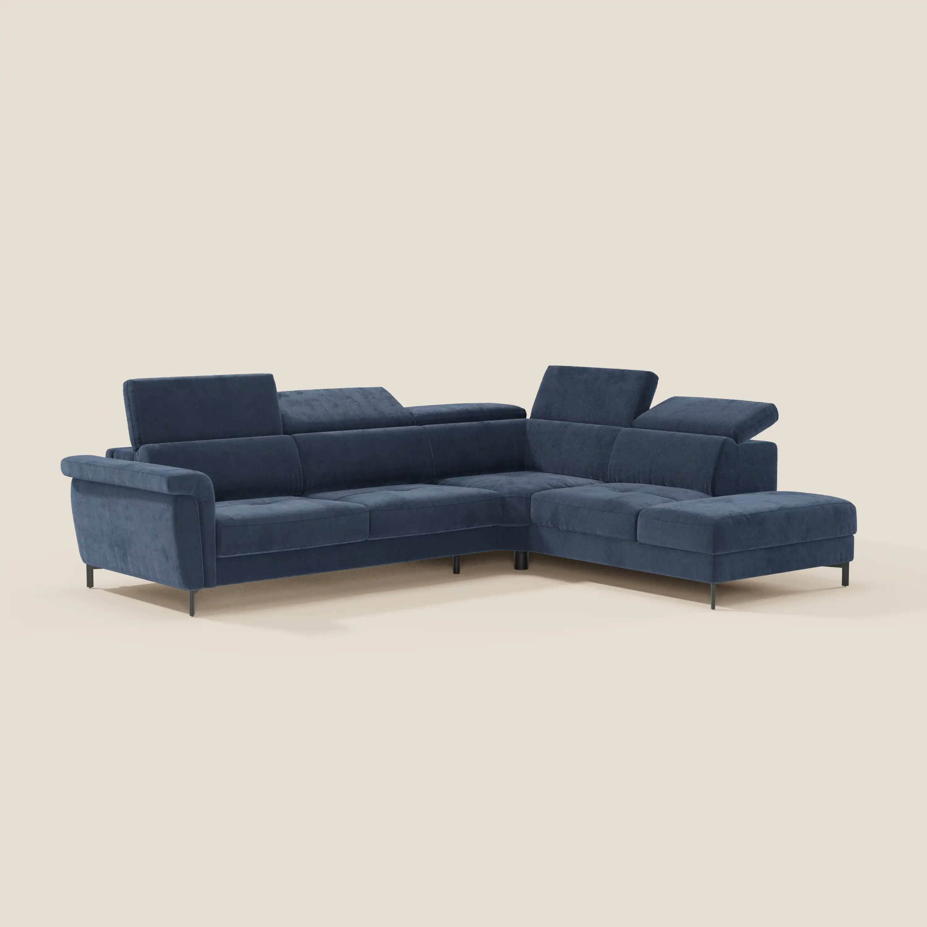 Capri canapé d'angle convertible avec Têtières Réglables et Matelas haute performance en Tissu Effet Velours Détachable T30 - Image 14