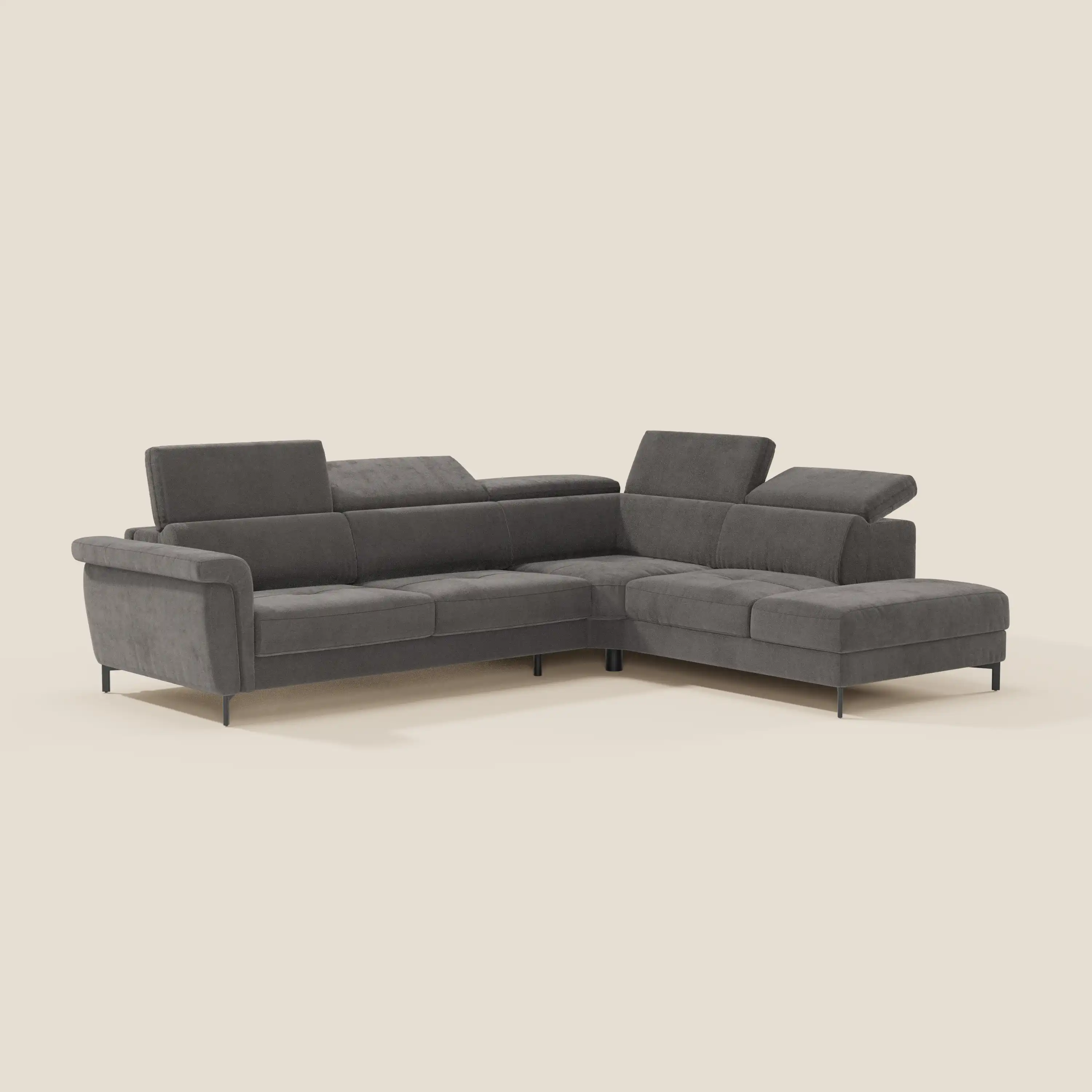 Capri canapé d'angle convertible avec Têtières Réglables et Matelas haute performance en Tissu Effet Velours Détachable T30 - Image 140