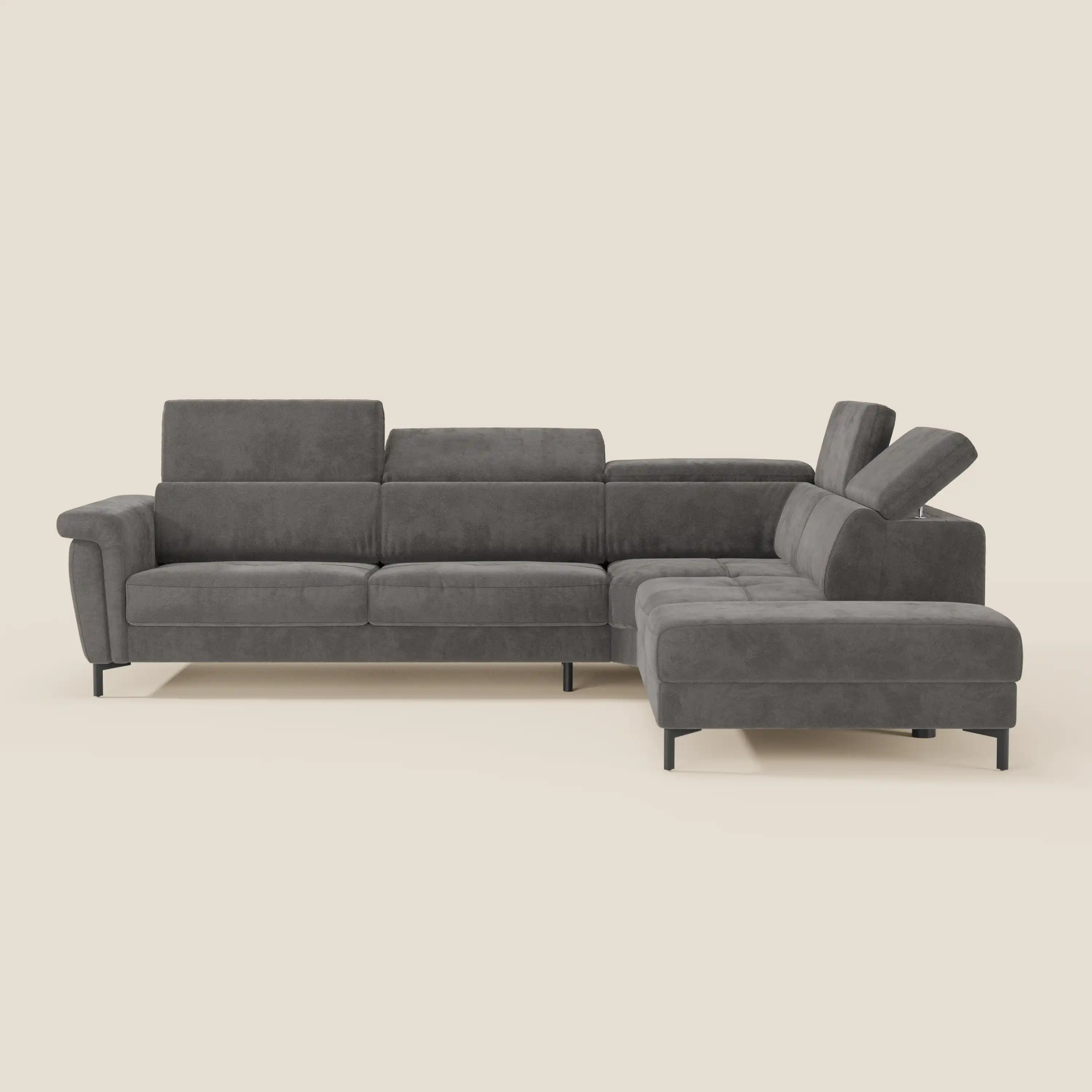 Capri canapé d'angle convertible avec Têtières Réglables et Matelas haute performance en Tissu Effet Velours Détachable T30 - Image 141