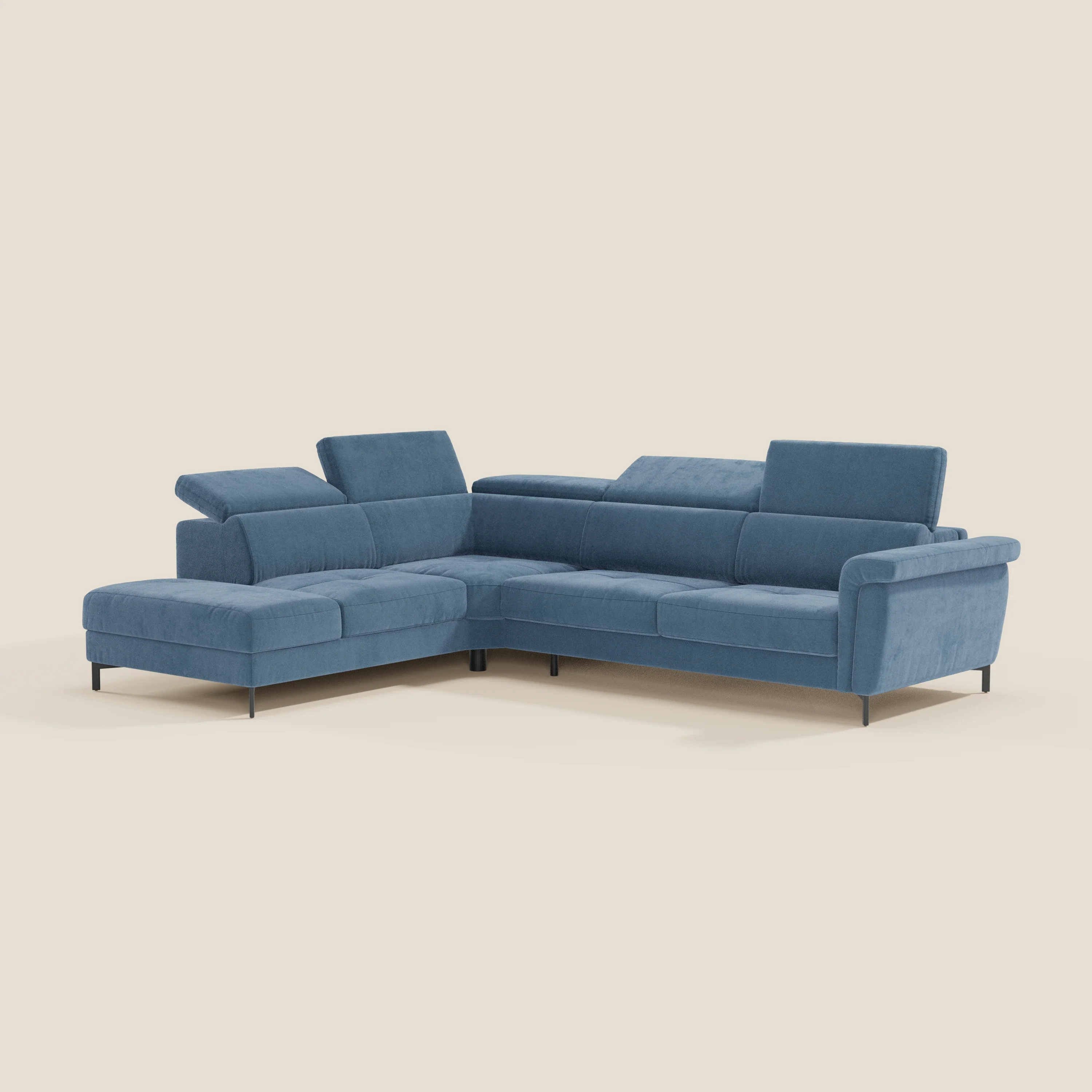 Capri canapé d'angle convertible avec Têtières Réglables et Matelas haute performance en Tissu Effet Velours Détachable T30 - Image 144