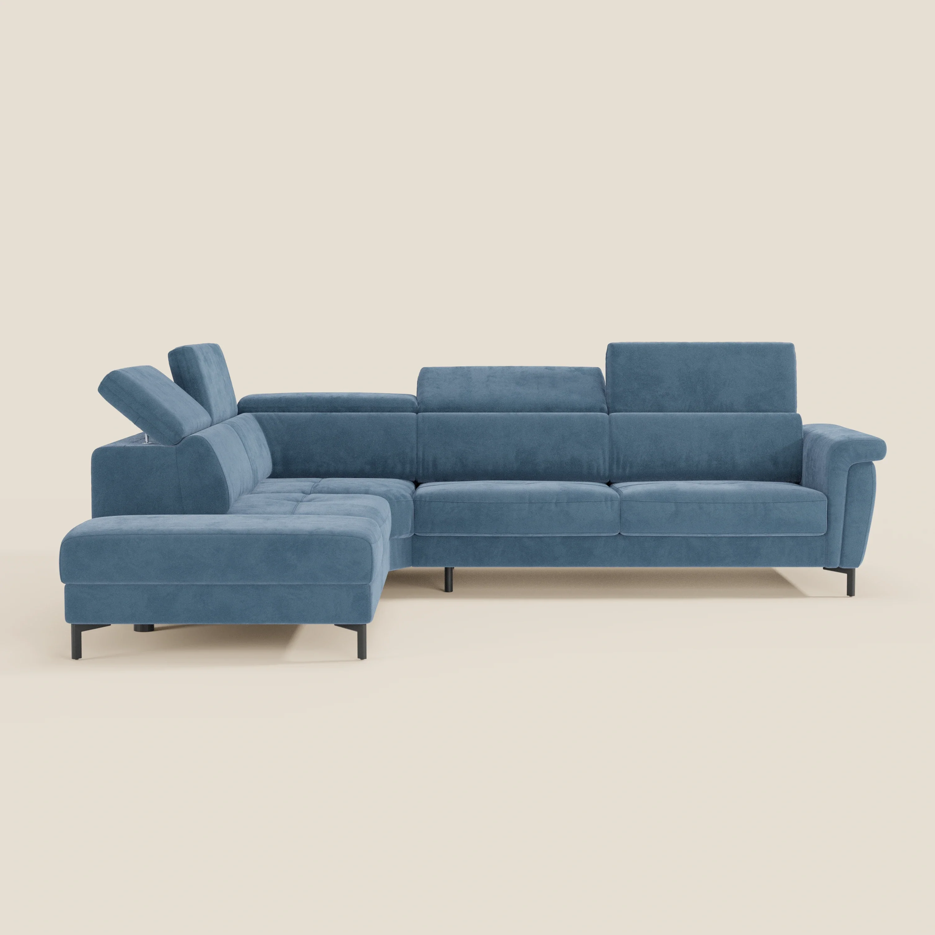 Capri canapé d'angle convertible avec Têtières Réglables et Matelas haute performance en Tissu Effet Velours Détachable T30 - Image 146
