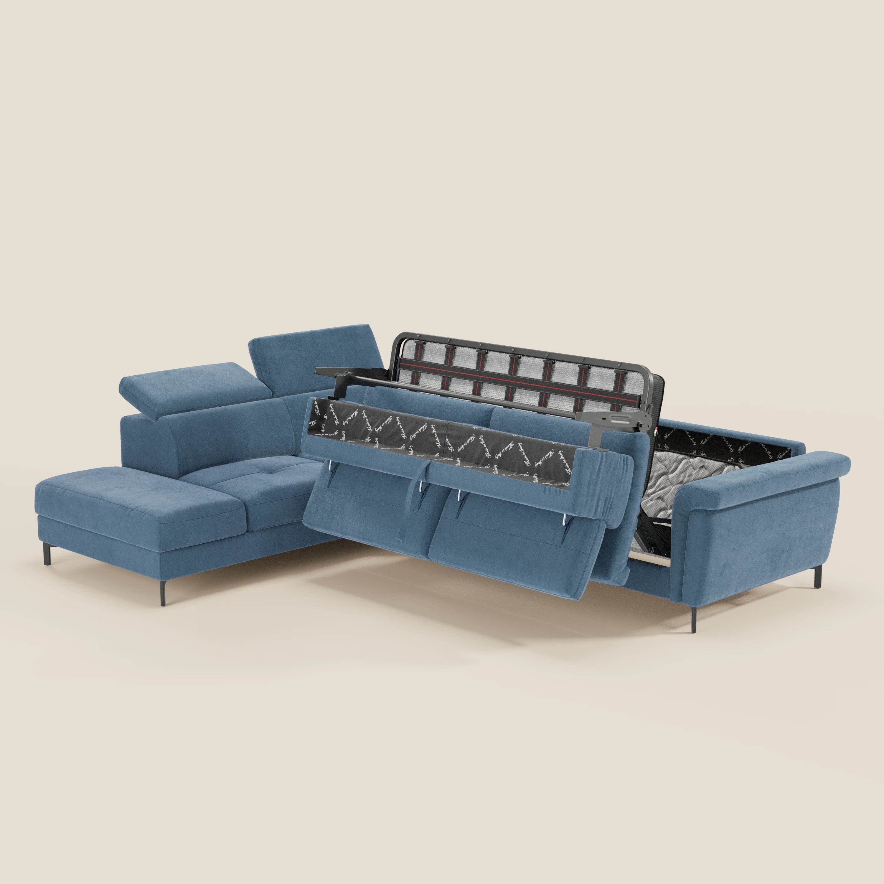 Capri canapé d'angle convertible avec Têtières Réglables et Matelas haute performance en Tissu Effet Velours Détachable T30 - Image 147