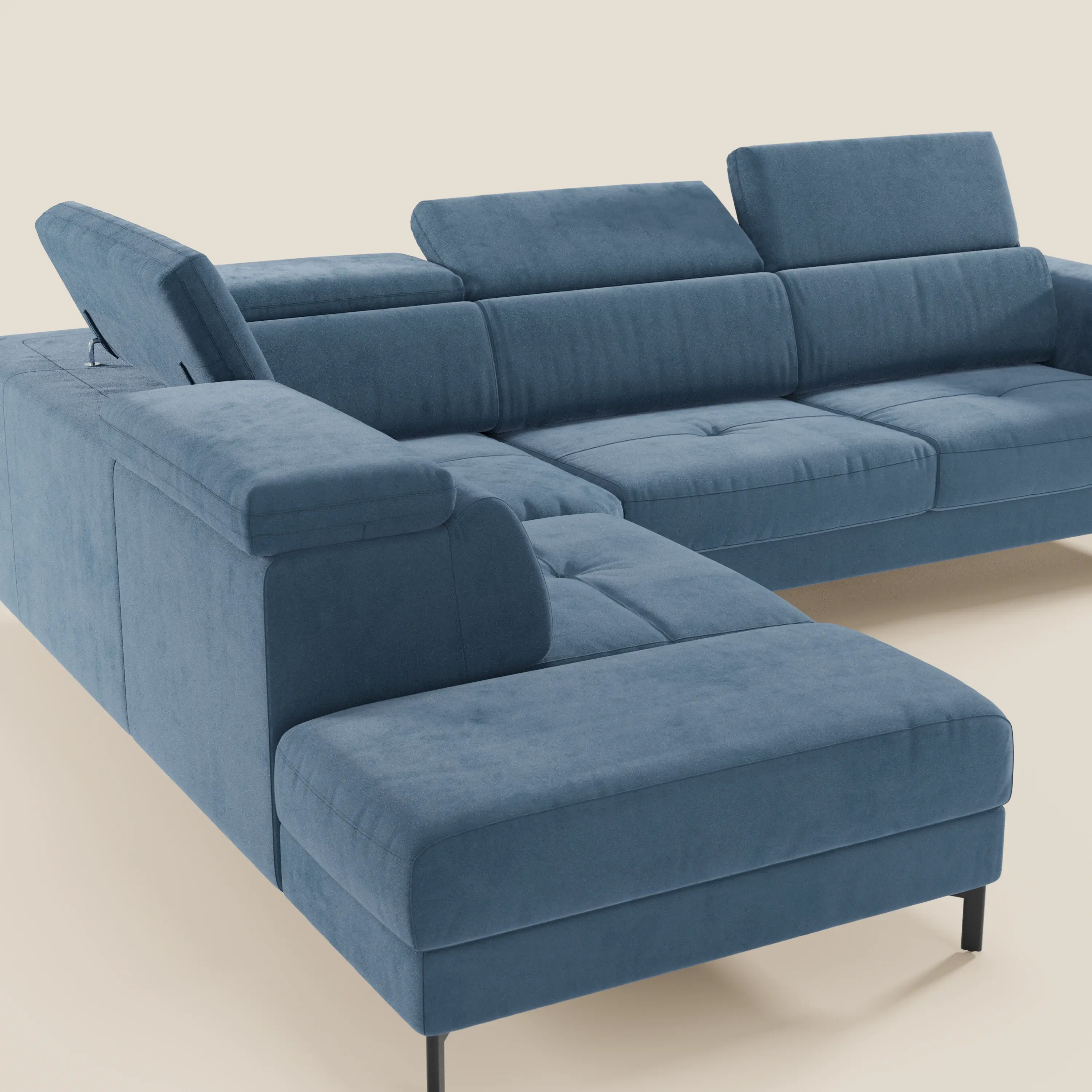 Capri canapé d'angle convertible avec Têtières Réglables et Matelas haute performance en Tissu Effet Velours Détachable T30 - Image 148