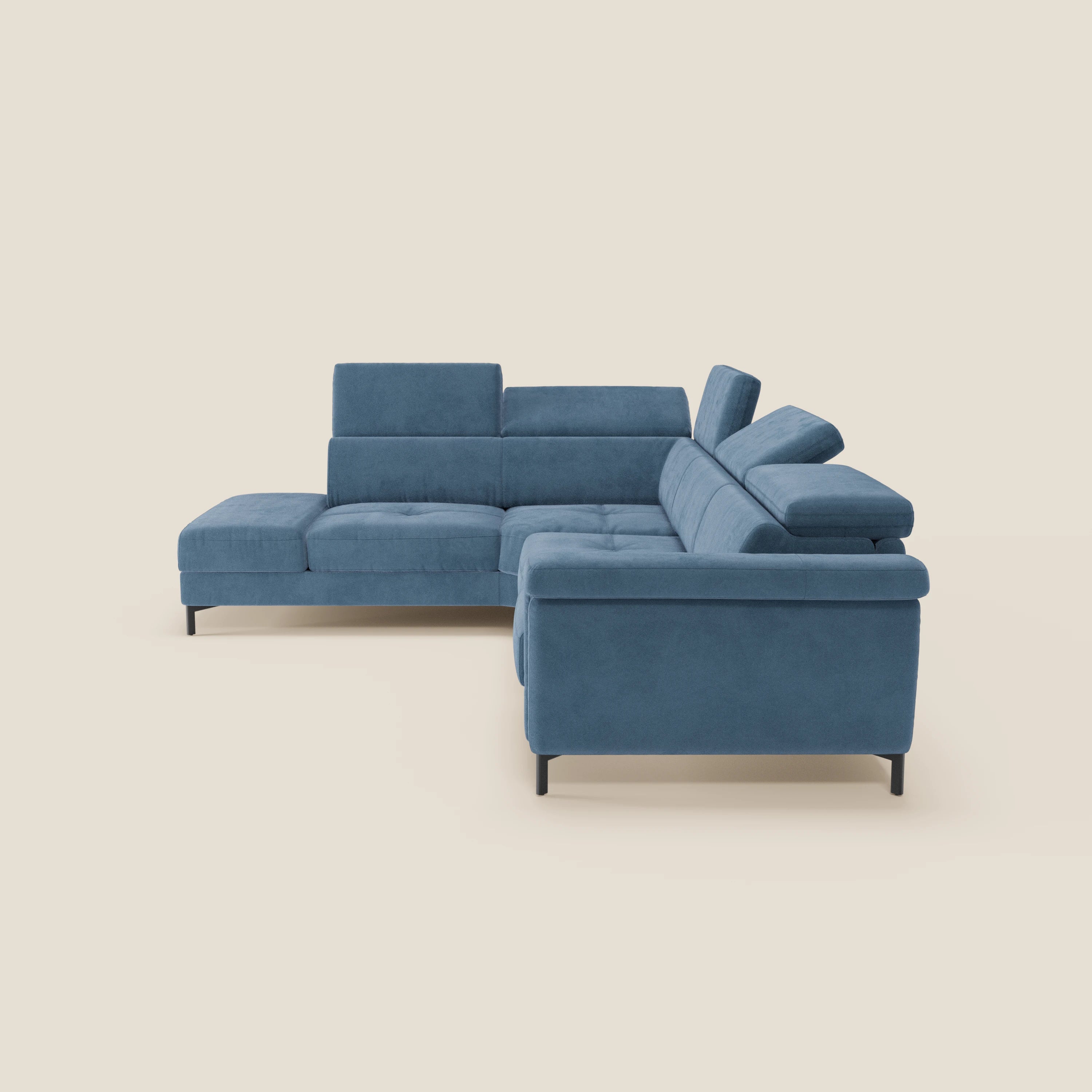Capri canapé d'angle convertible avec Têtières Réglables et Matelas haute performance en Tissu Effet Velours Détachable T30 - Image 150