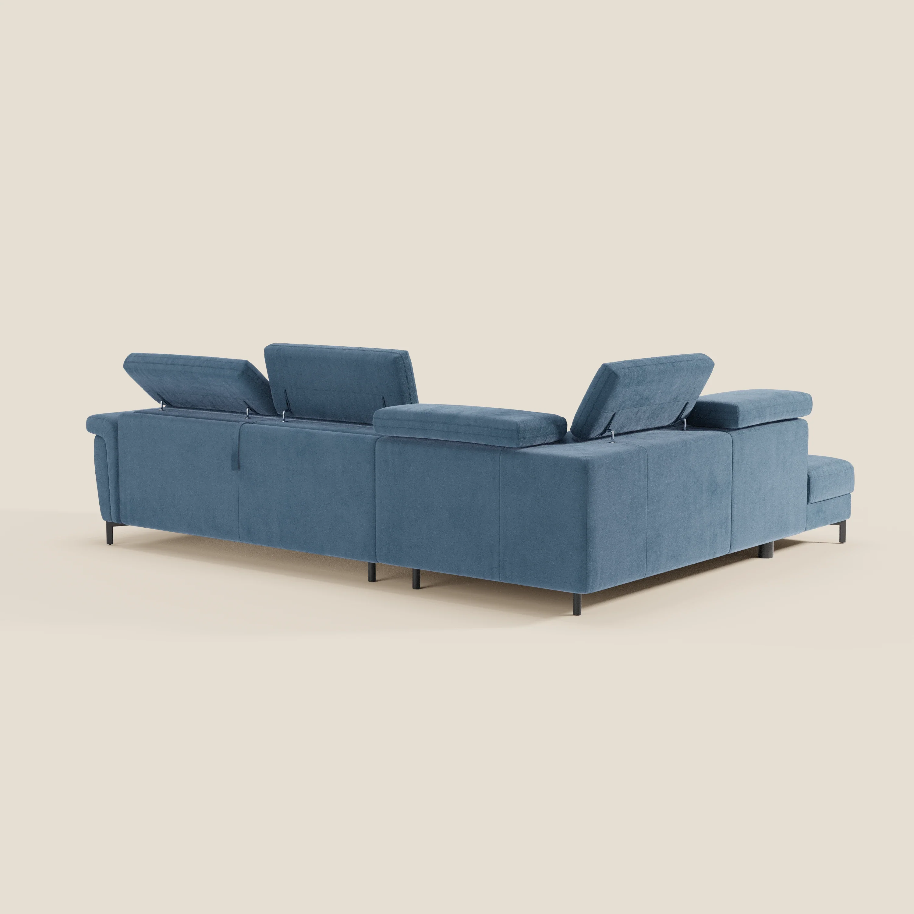 Capri canapé d'angle convertible avec Têtières Réglables et Matelas haute performance en Tissu Effet Velours Détachable T30 - Image 151