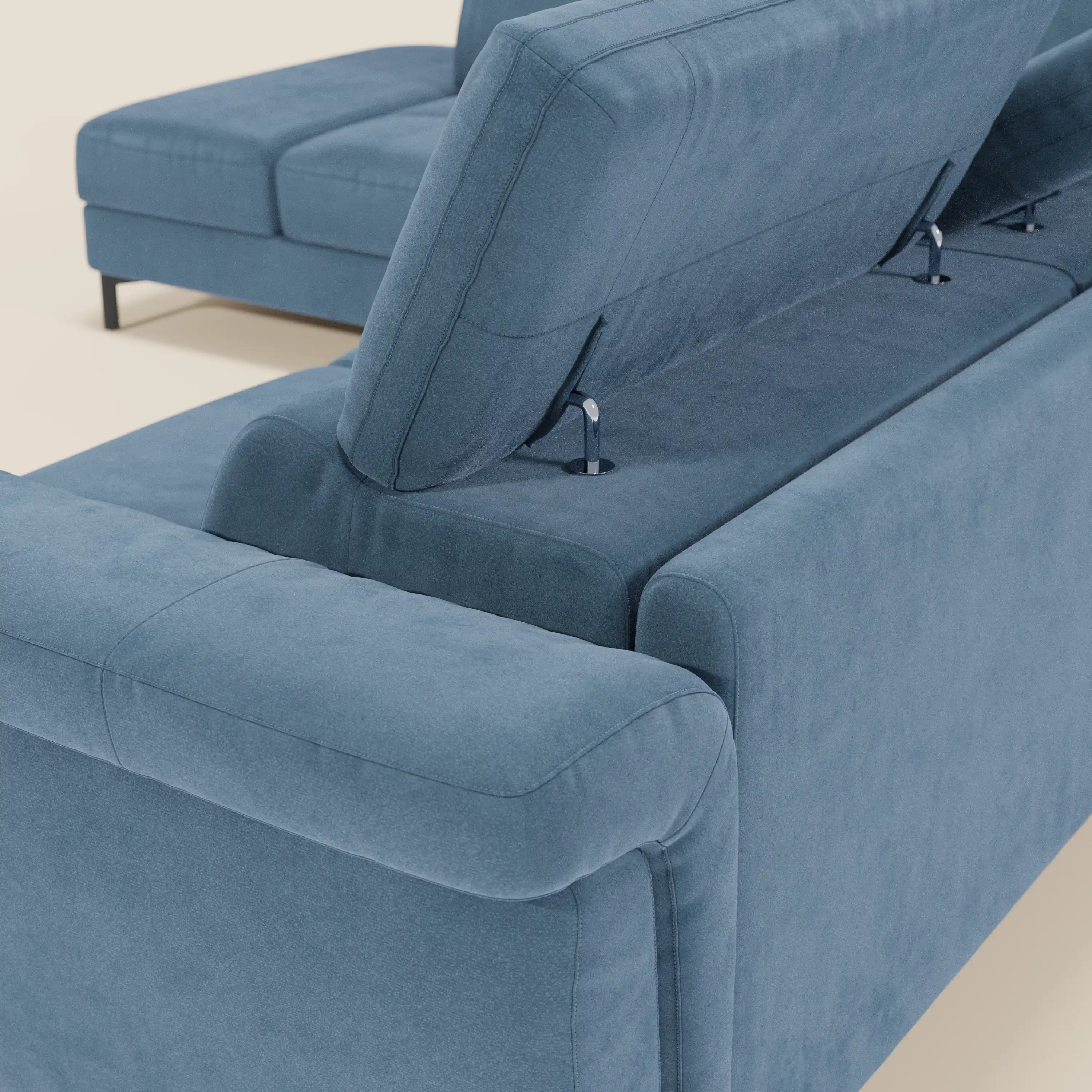 Capri canapé d'angle convertible avec Têtières Réglables et Matelas haute performance en Tissu Effet Velours Détachable T30 - Image 152